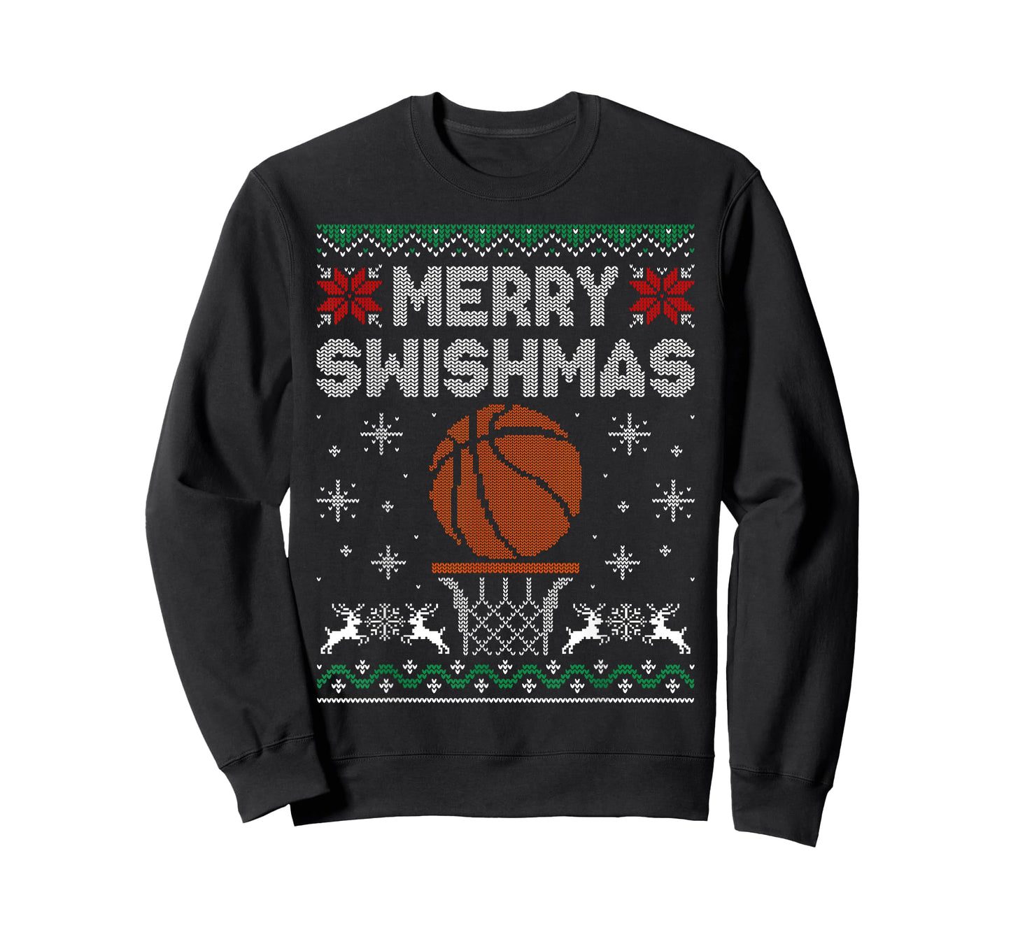 Merry Swishmas Basketball Funny Xmas Christmas Ugly Sweater T-Shirt