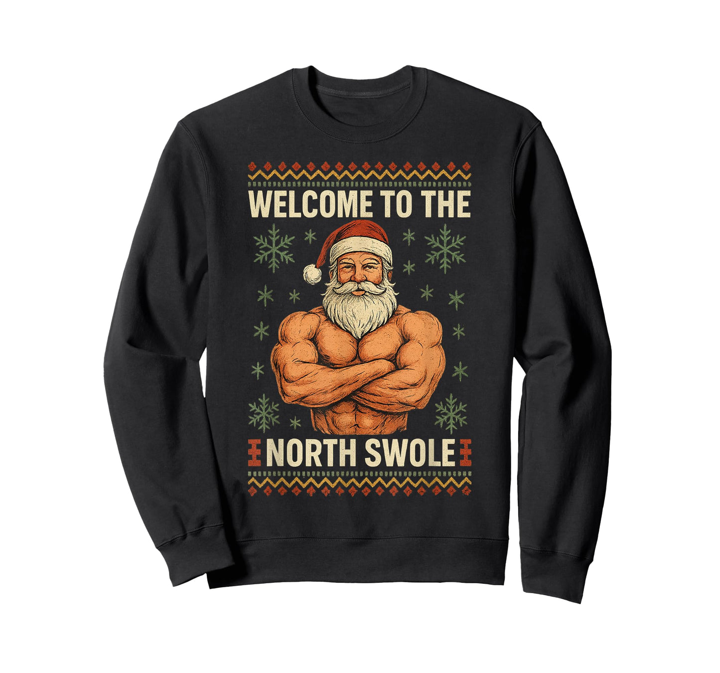 The North Swole Welcome Muscle Santa Claus Christmas Gym T-Shirt