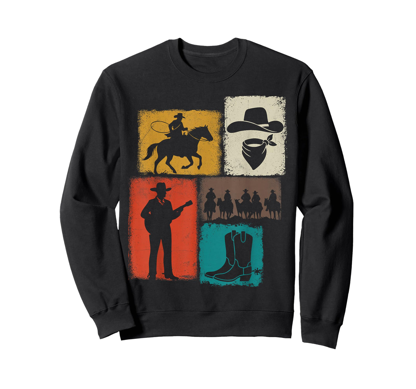 Cowboy Vintage Collage Western Rancher Horseman Rodeo Rider T-Shirt
