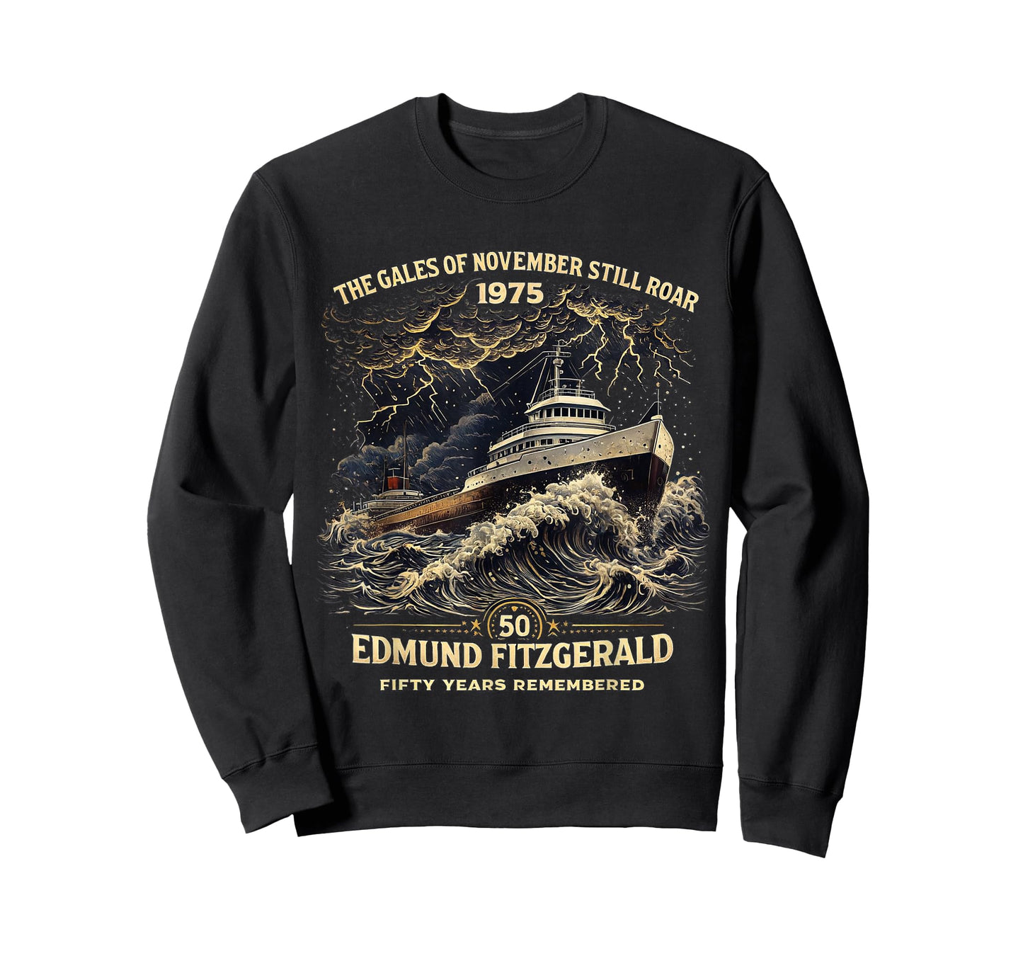 Edmund Fitzgerald 1975 Great Lakes Ship 50 Years Tee T-Shirt