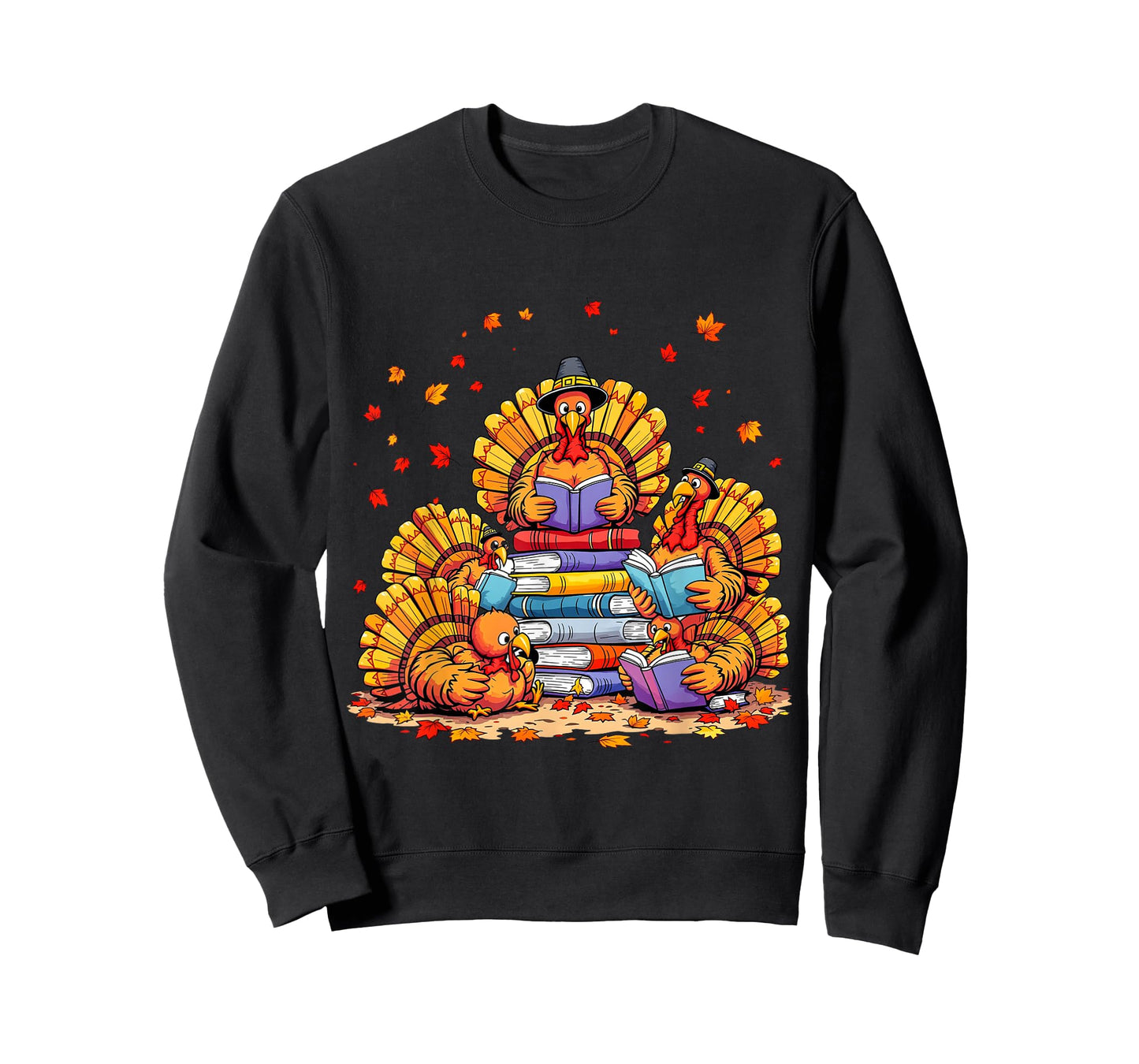Turkey Reading Books Fall Thanksgiving Teacher Book Lovers T-Shirt