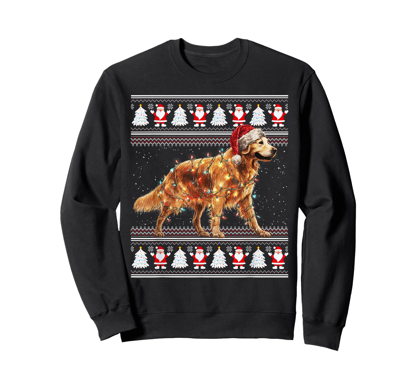 Golden Retriever Ugly Christmas Sweaters Funny Dog Lights T-Shirt
