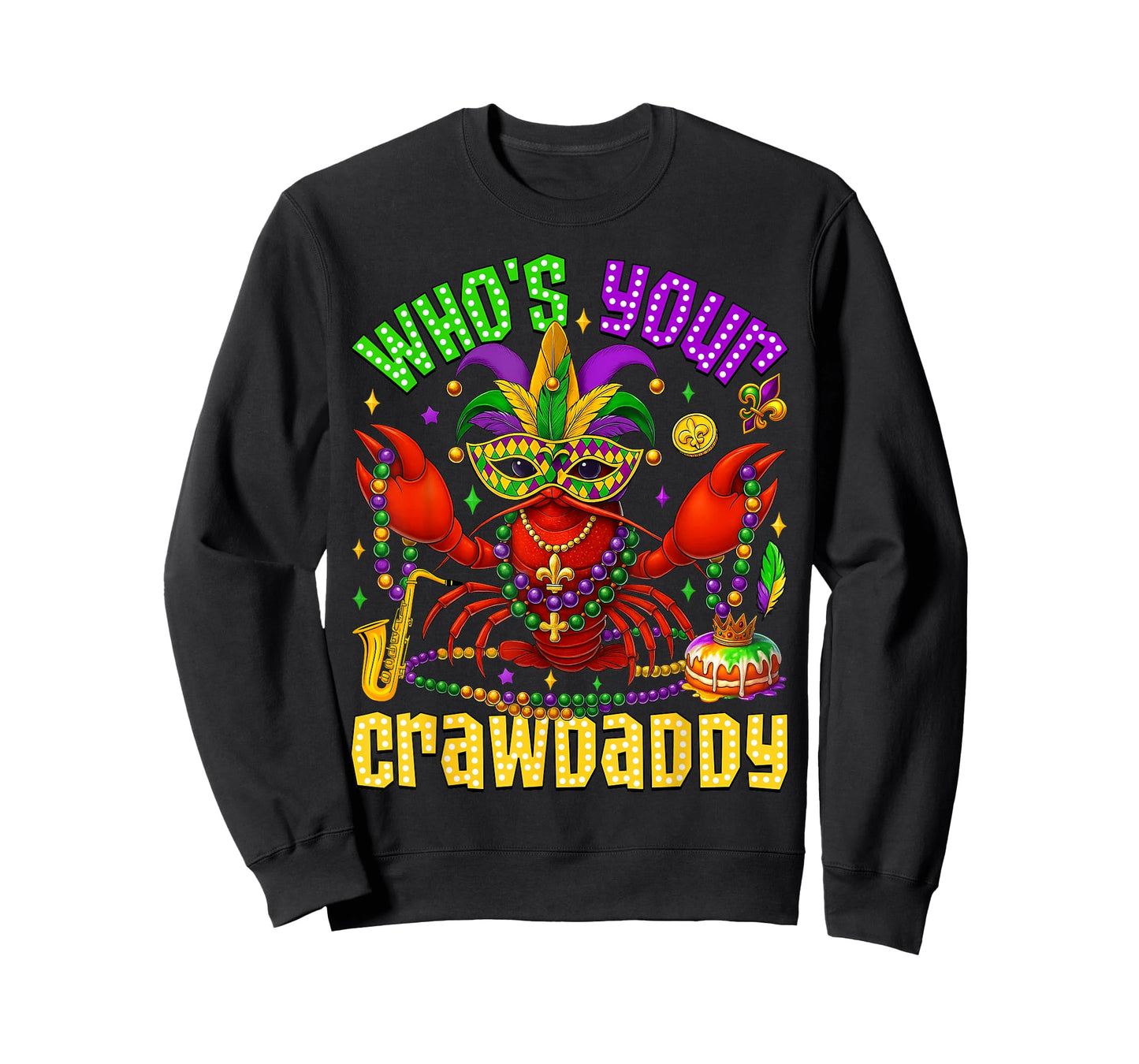 Whos Your Crawdaddy Crawfish Jester Beads Funny Mardi Gras T-Shirt