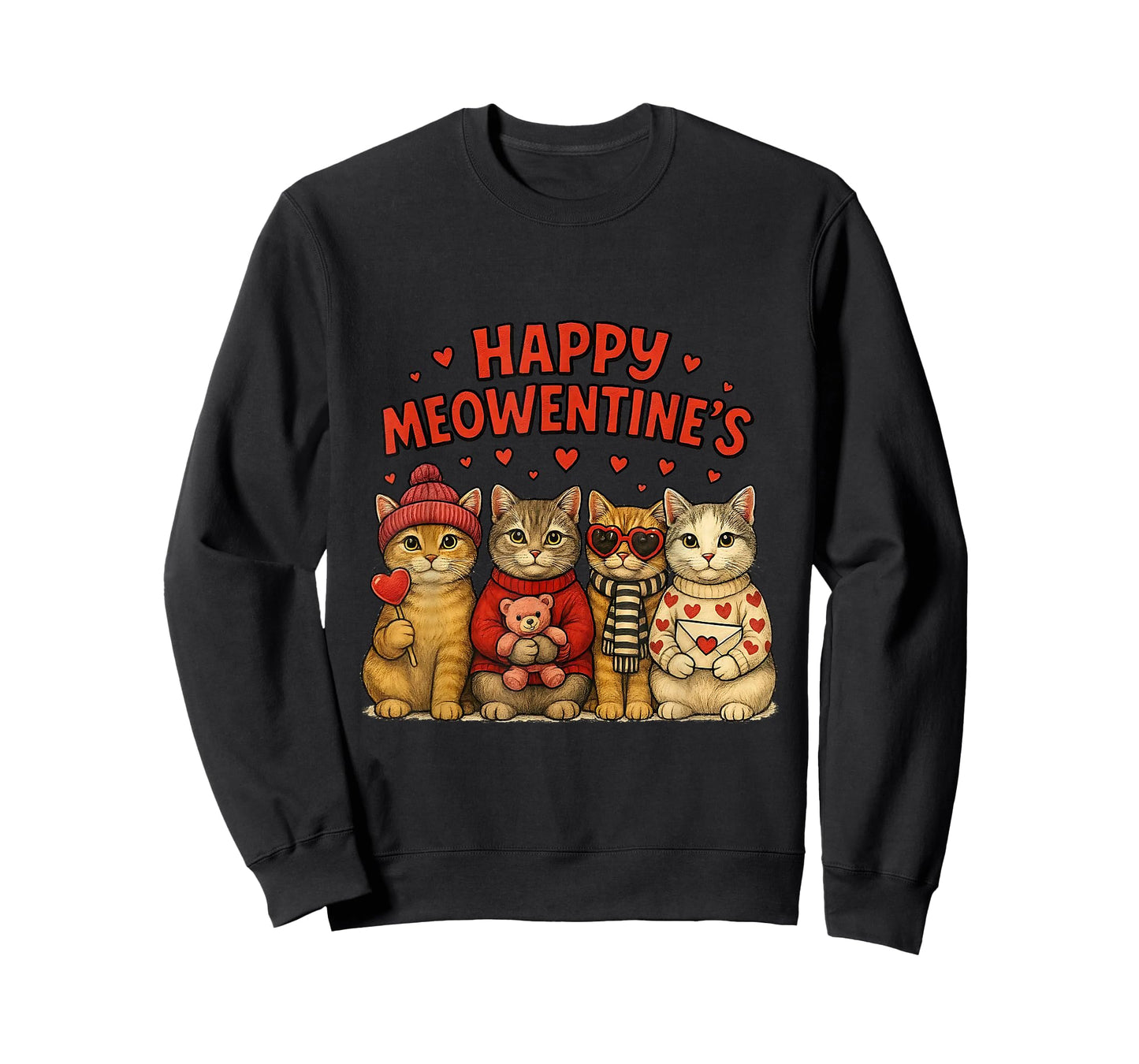 Happy Meowentines Cute Valentine Cats Love Women Men T-Shirt