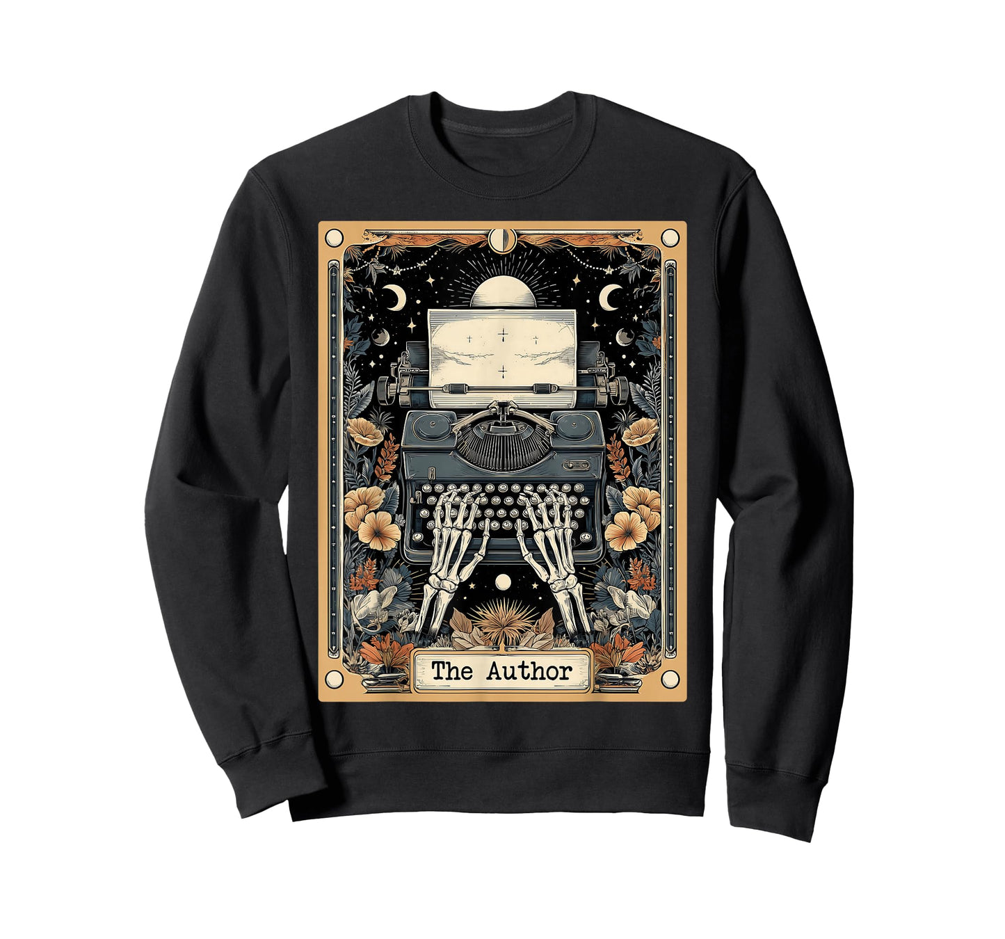 The Author Writer Typewriter Tarot Card Witchy Moon T-Shirt