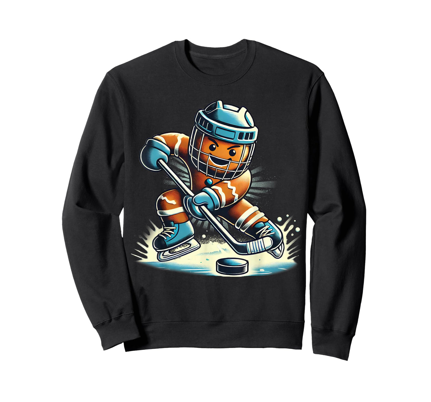 Funny Santa Playing Ice Hockey Fan Players Sport Gingerbread T-Shirt