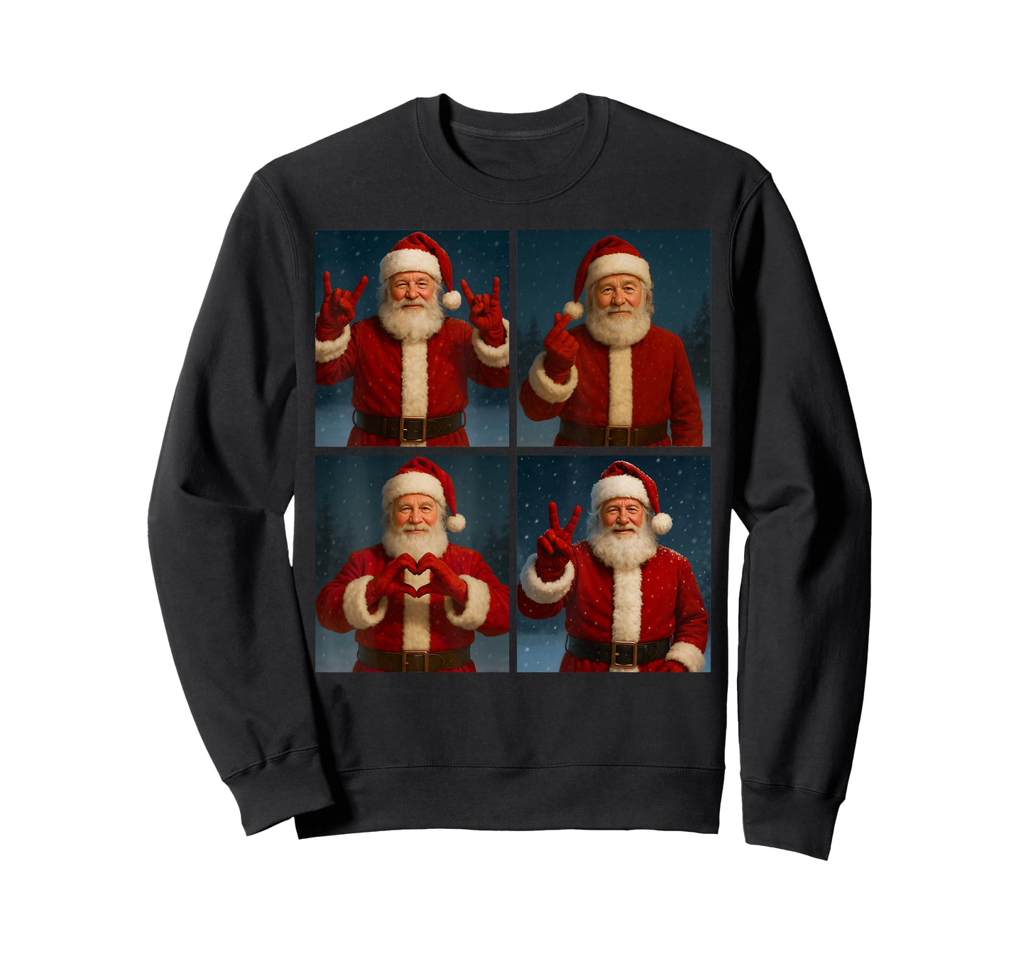 Funny Santa Claus Heart and Peace Sign Retro Christmas Xmas T-Shirt