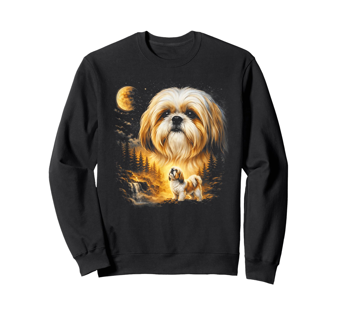 Shih Tzu Howling to The Moon Vintage 90s Funny Dog Graphic T-Shirt