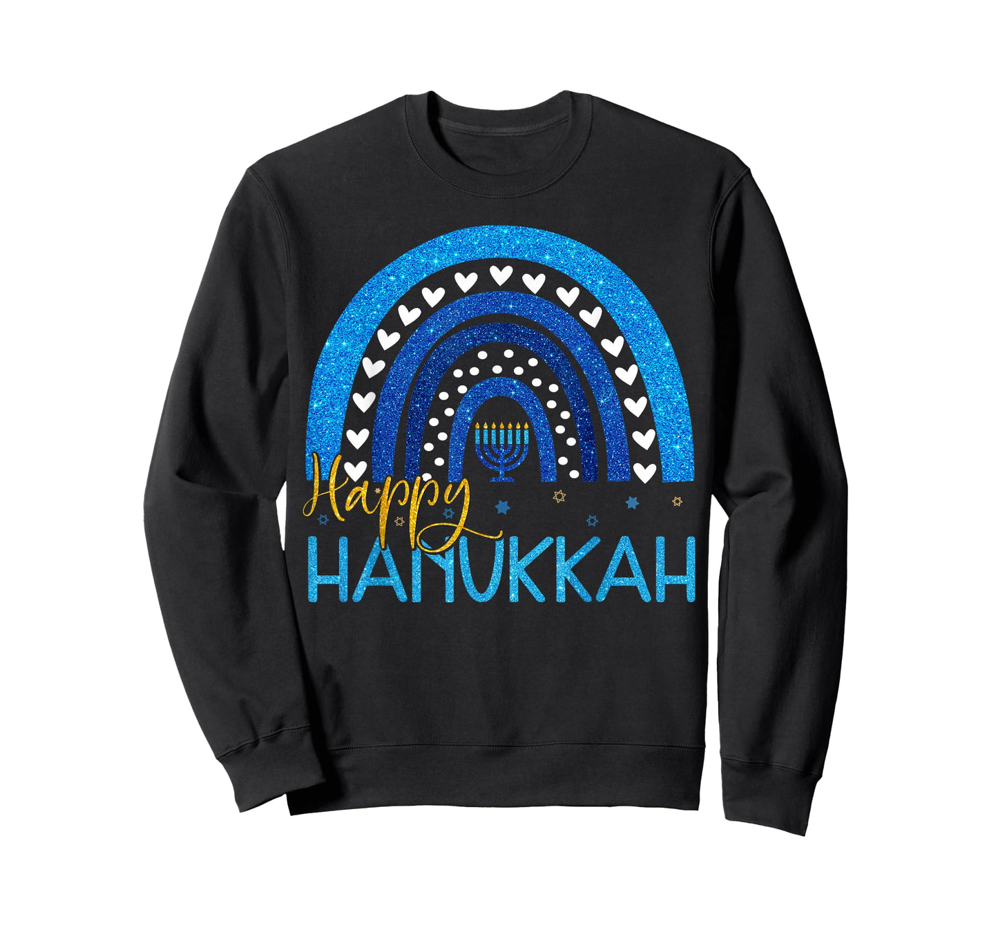 Happy Hanukkah Menorah Rainbow Jewish Gift Women Kid Toddler T-Shirt
