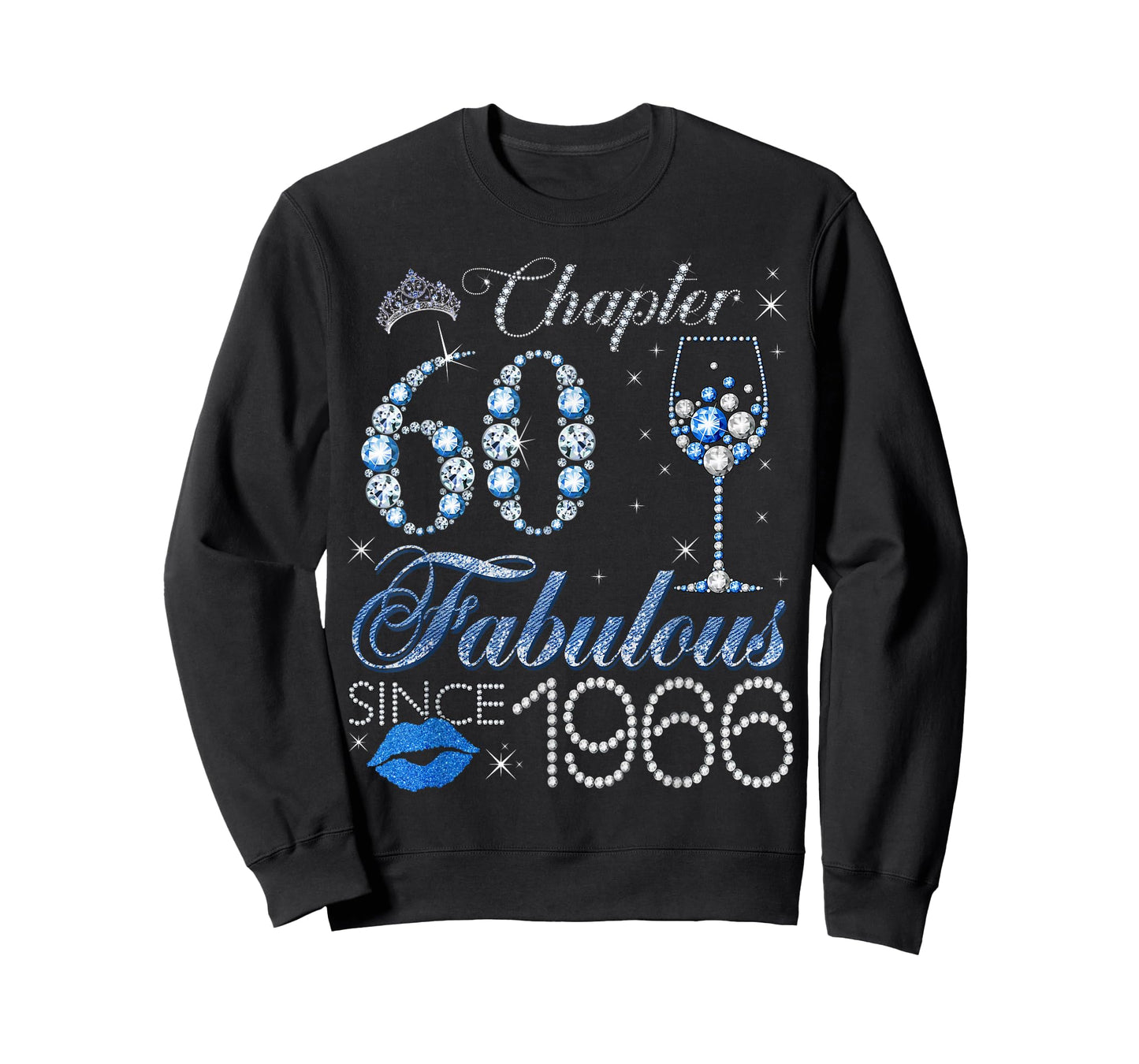 Chapter 60 60th Birthday Crown Wine Glass Denim and Diamonds T-Shirt