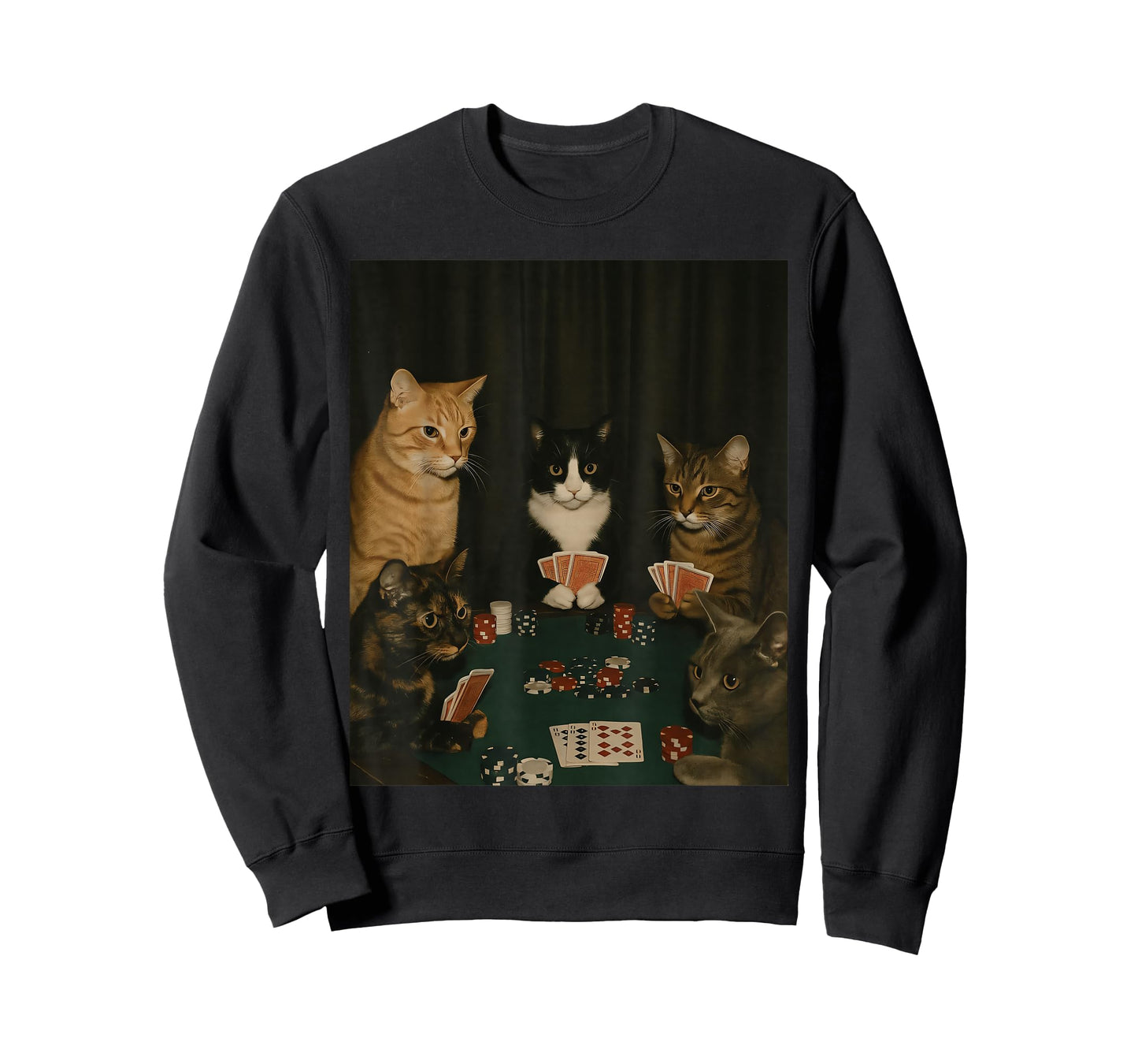 Cats Playing Poker Meme Funny Kitten Meme Stupid Brainrot T-Shirt