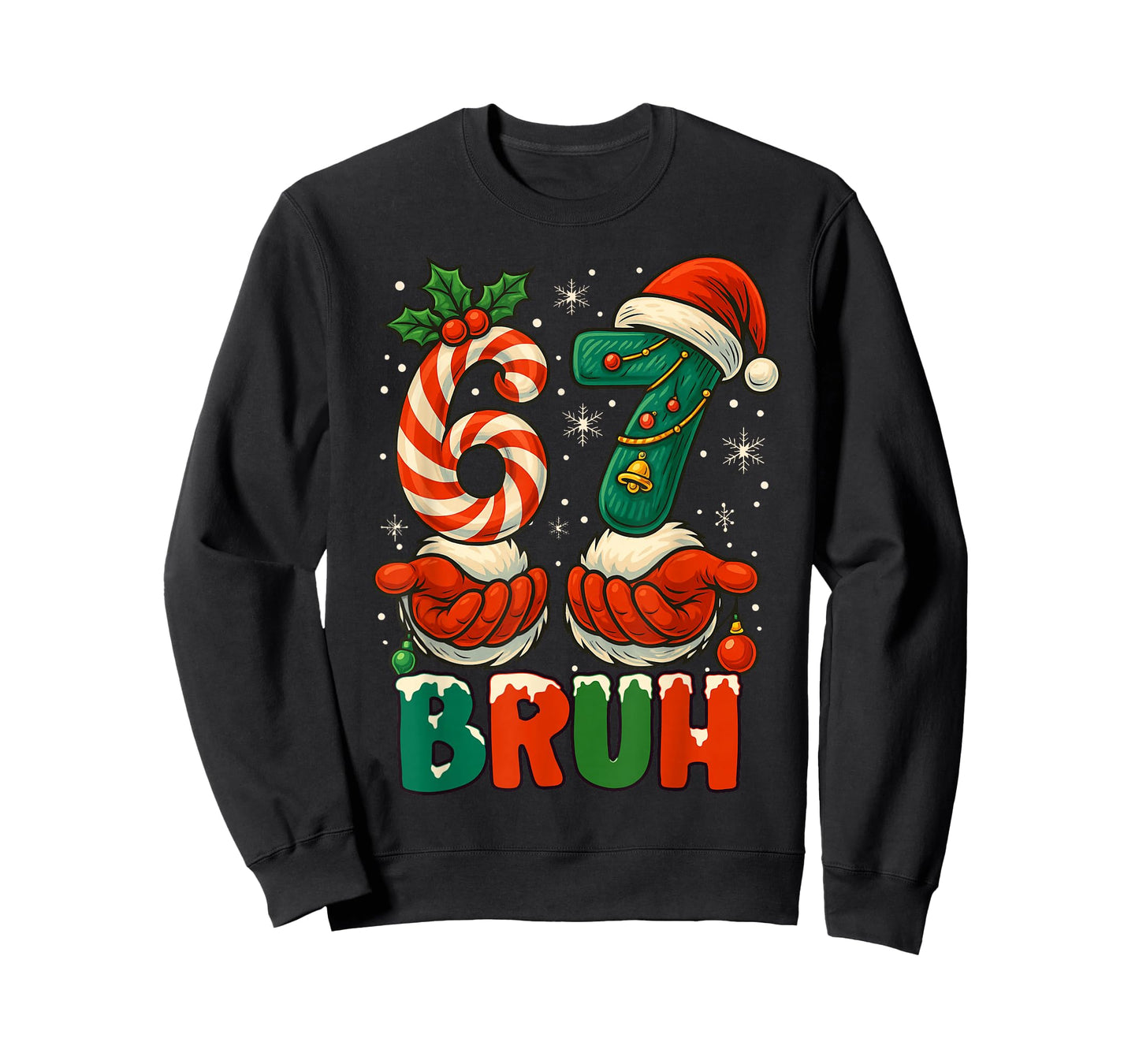 Funny Bruh 67 Six Seven 6 7 Meme Christmas Boys Santa Elf T-Shirt
