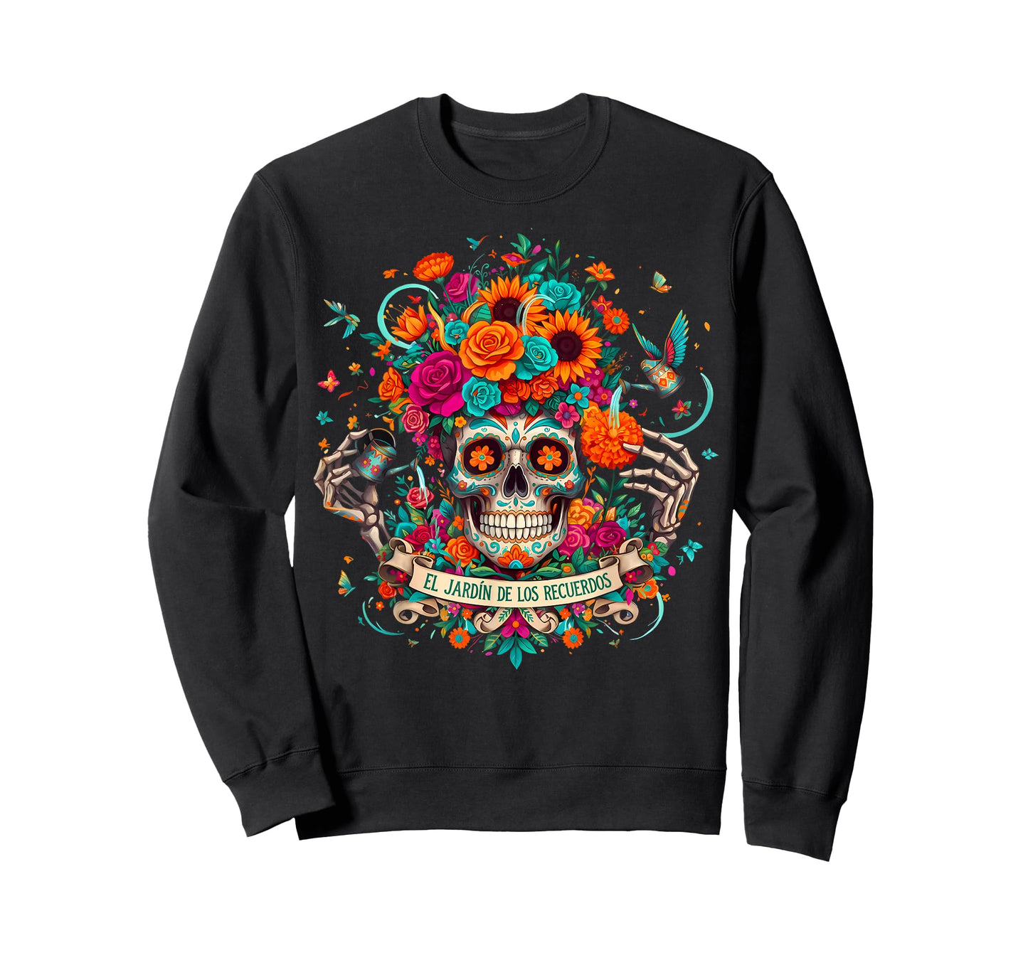 Floral Sugar Skull Día De Los Muertos Day of The Dead T-Shirt