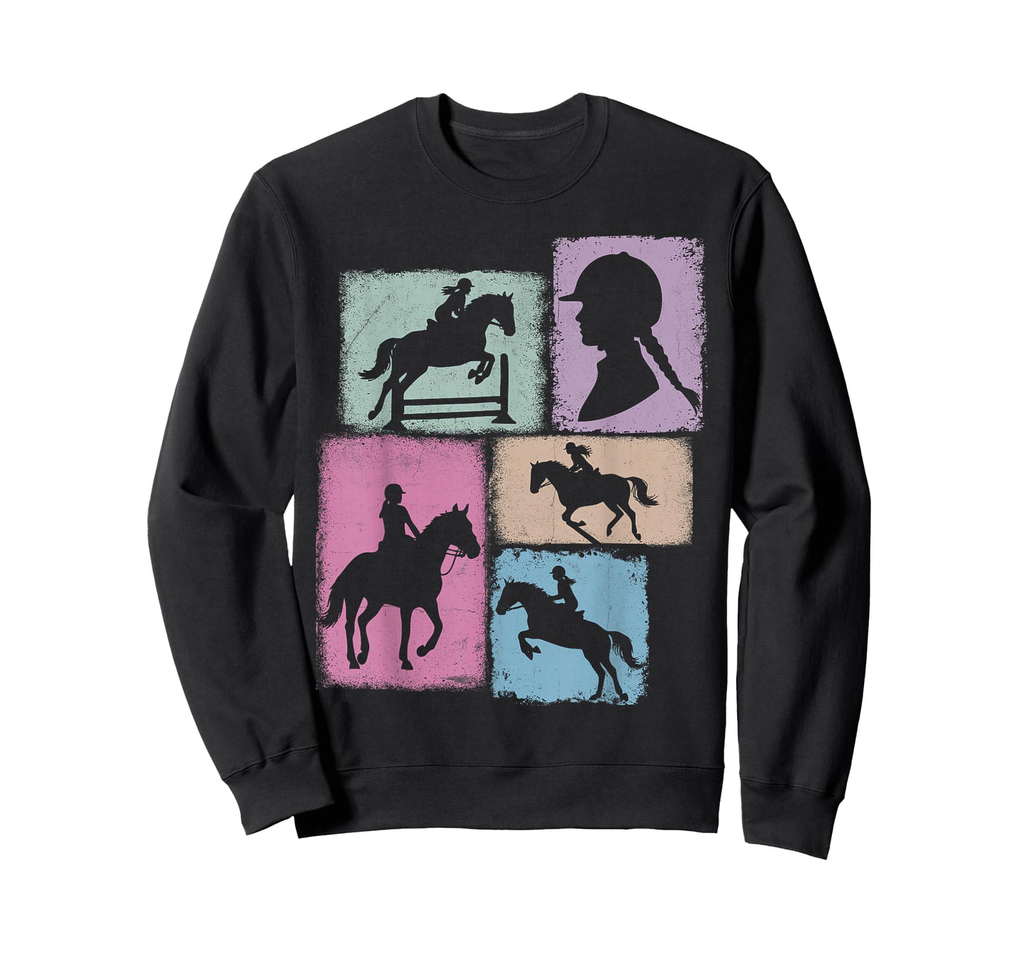 Equestrian Collage Horsewoman Women Kids Horse Riding Youth T-Shirt