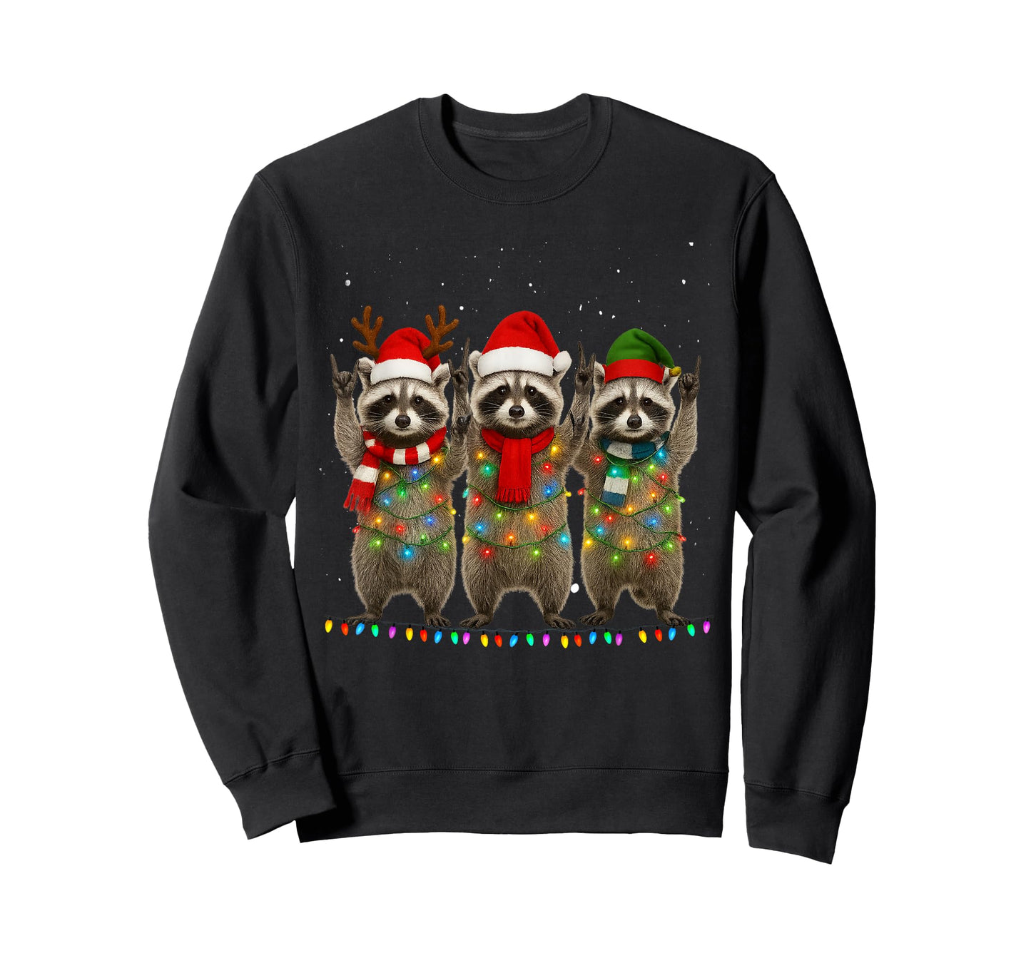 Raccoon Christmas Tree Lights Pajama Racoon Lover Xmas 2025 T-Shirt