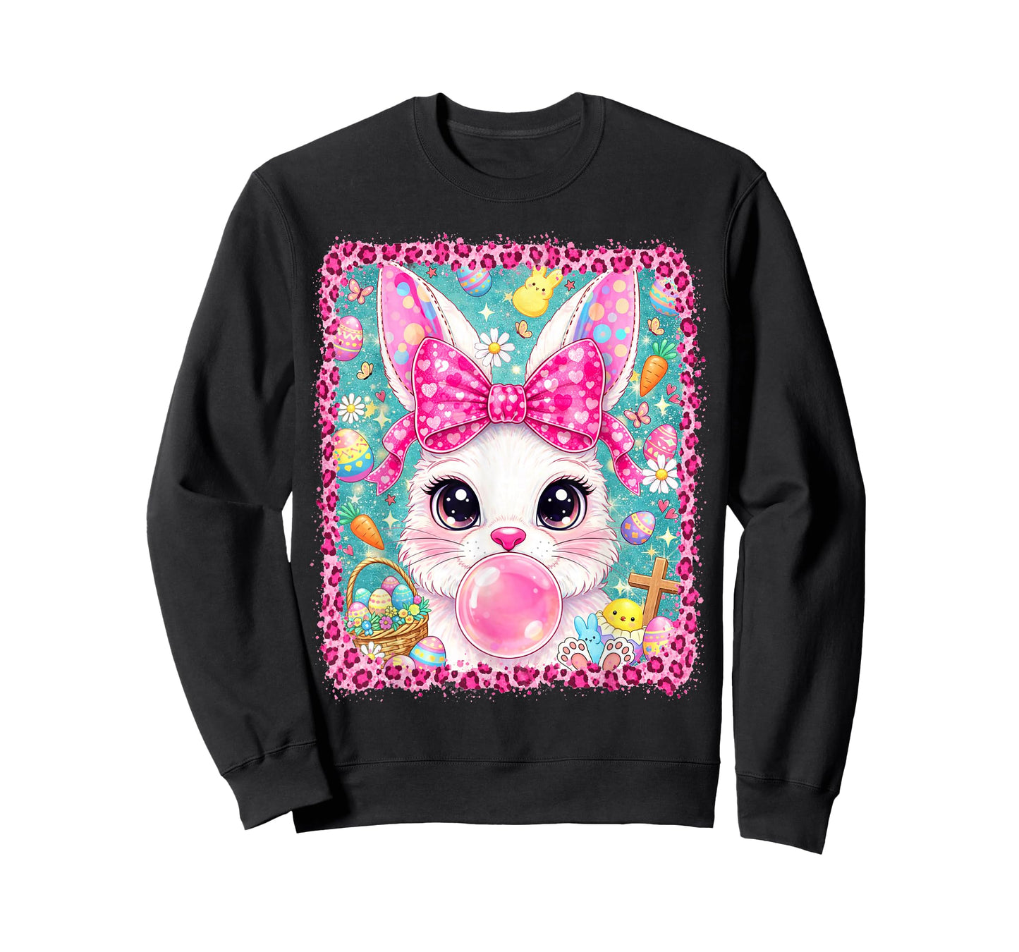 Easter Bunny Coquette Bow Happy Easter Day Women Girls Kids T-Shirt