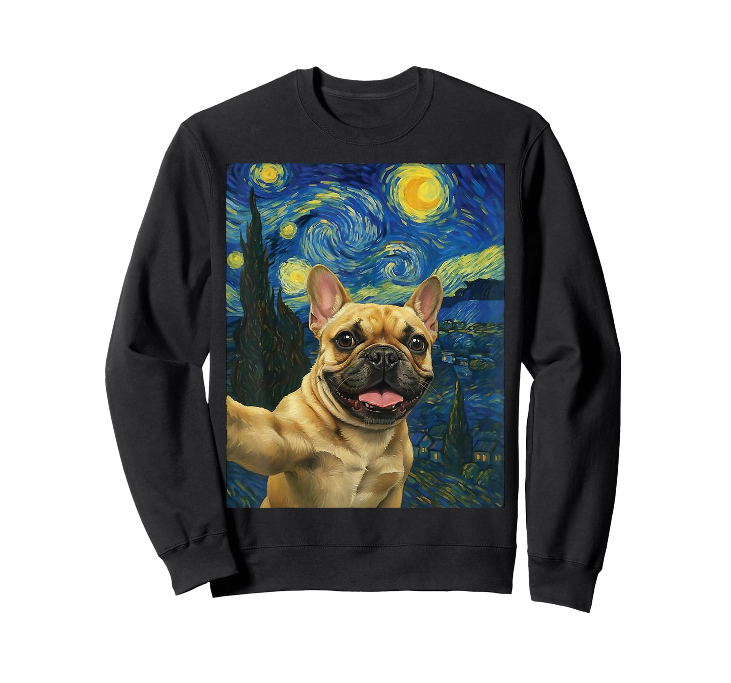 French Bulldog Starry Night Van Gogh Dog Selfie Frenchie T-Shirt