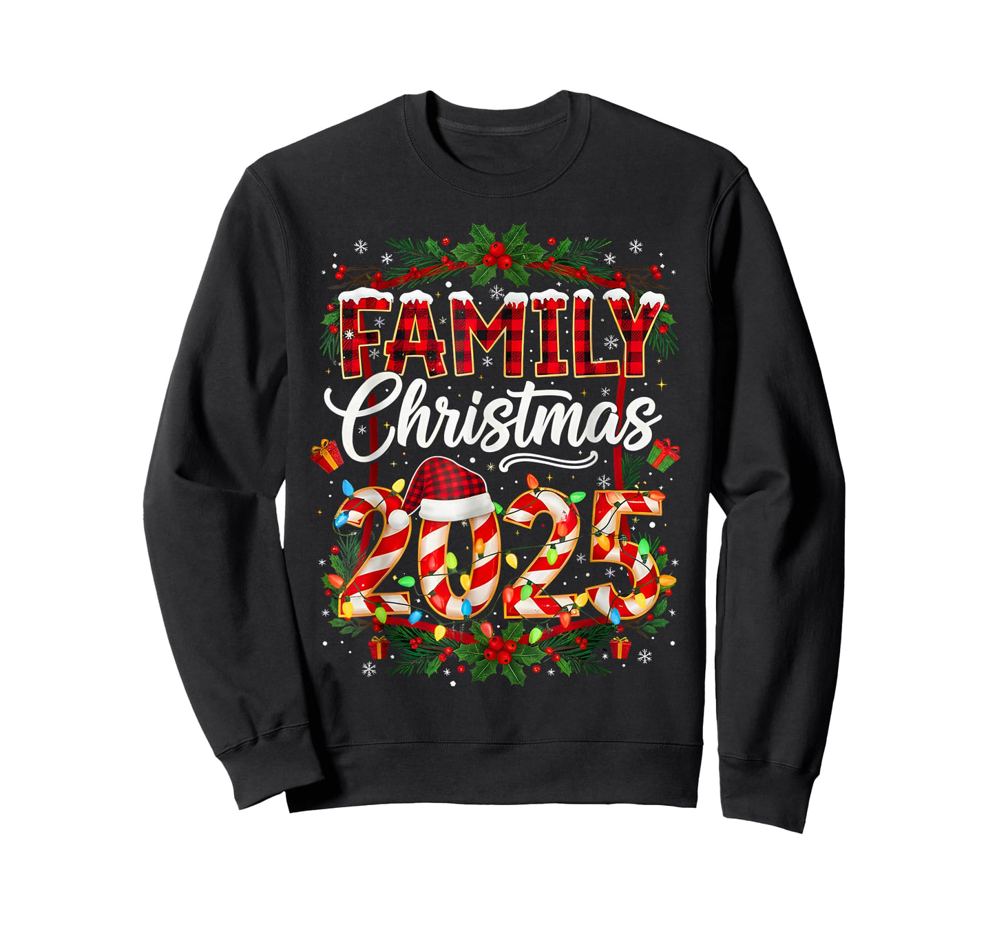 Family Christmas 2025 Xmas Lights Santa Pajamas Holiday T-Shirt