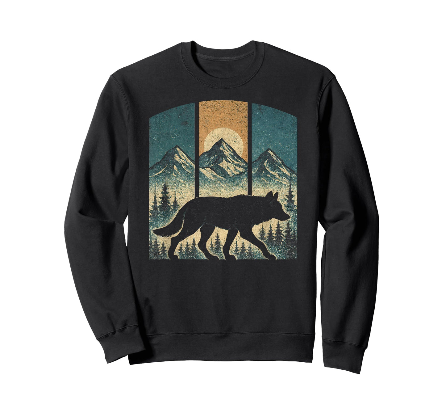 Vintage Wolf Graphic Tee Mountains Nature Men Women Retro T-Shirt
