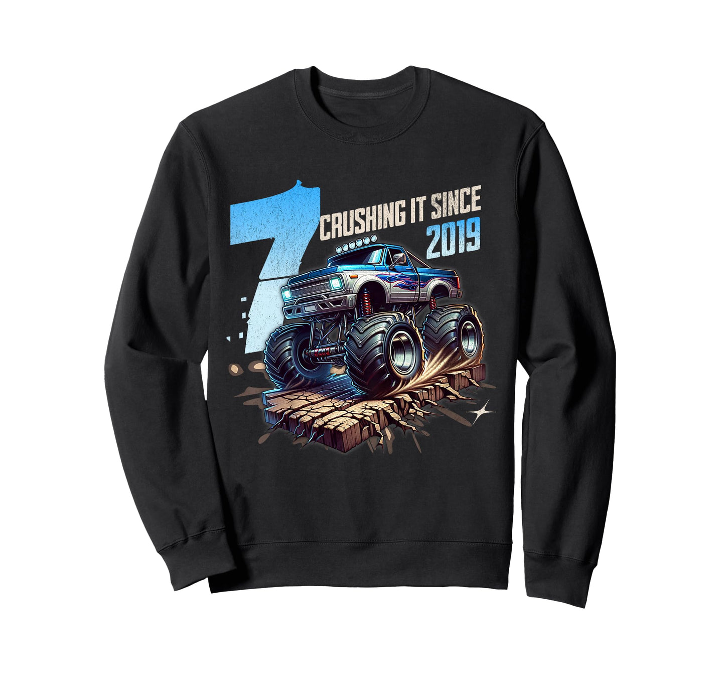 Kids 7th Birthday Truck Turning 7 Years Old Boy Born in 2019 T-Shirt