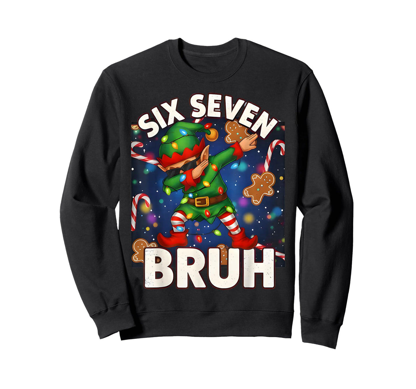 Six Seven 6 7 Funny Bruh Christmas Dabbing Elf Math Teacher T-Shirt