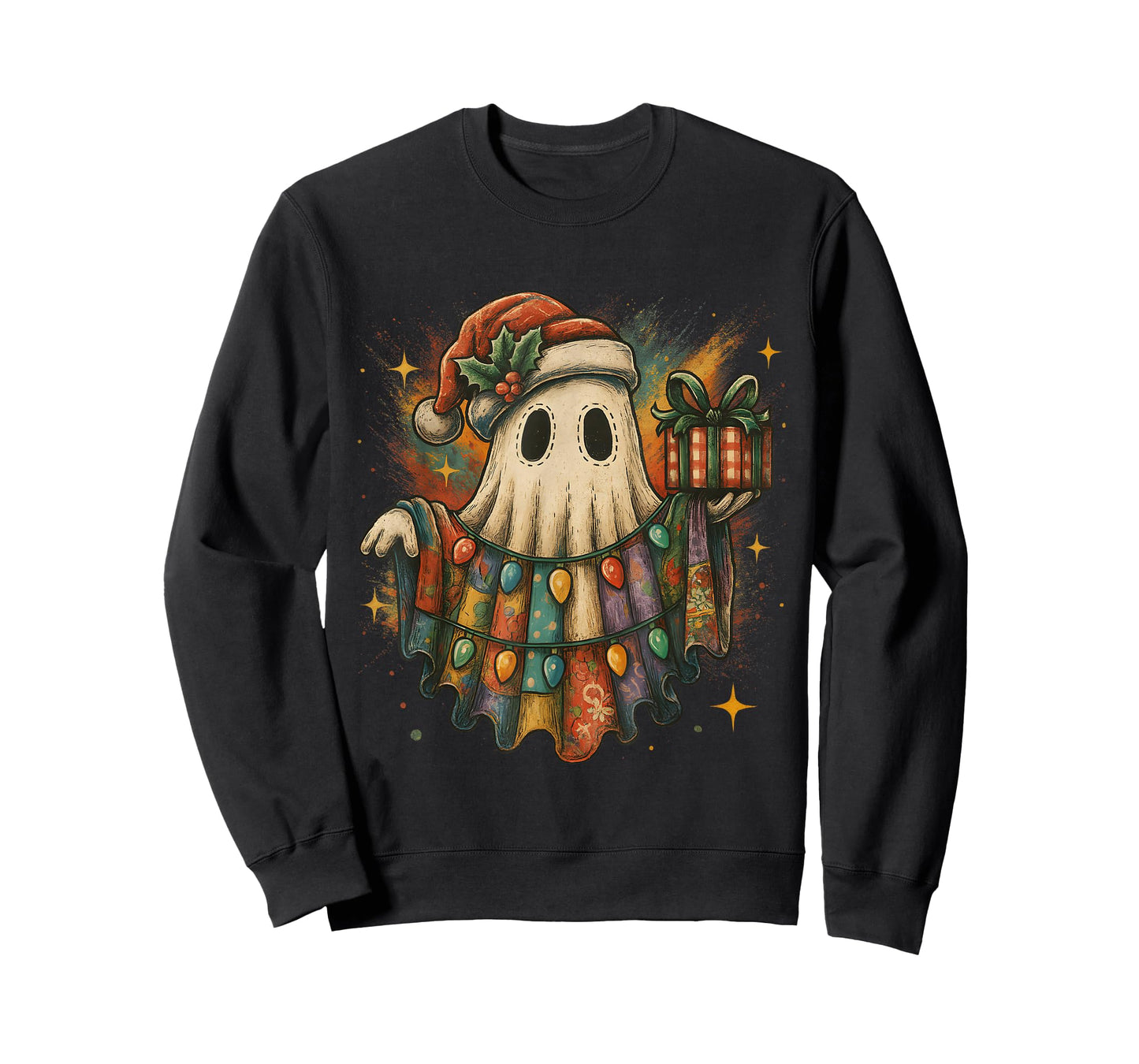 Vintage Christmas Ghost with Lights and Gift T-Shirt
