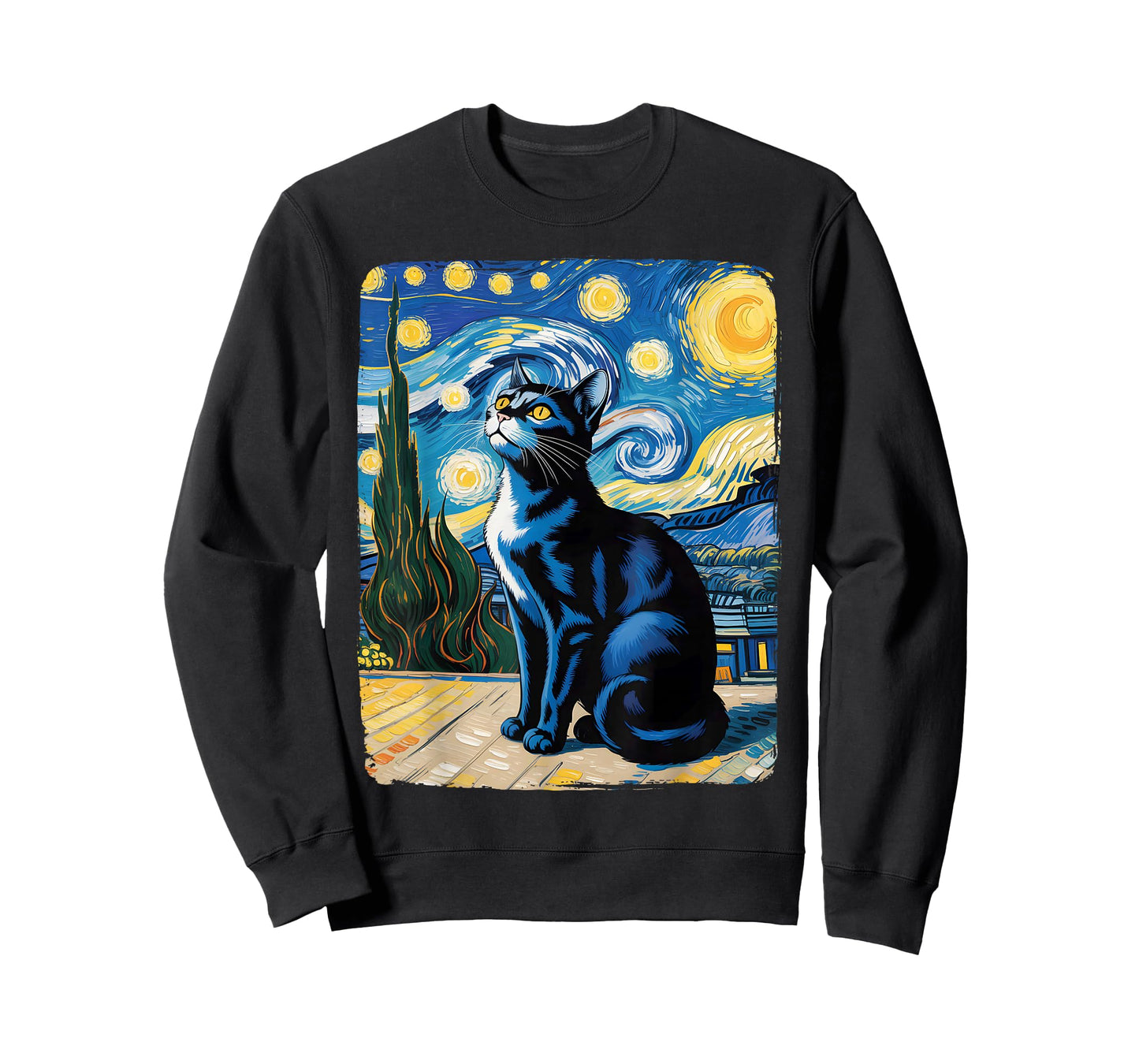 Cat Lover Starry Night Van Gogh Meme for Cat Cat Mom Cat Dad T-Shirt