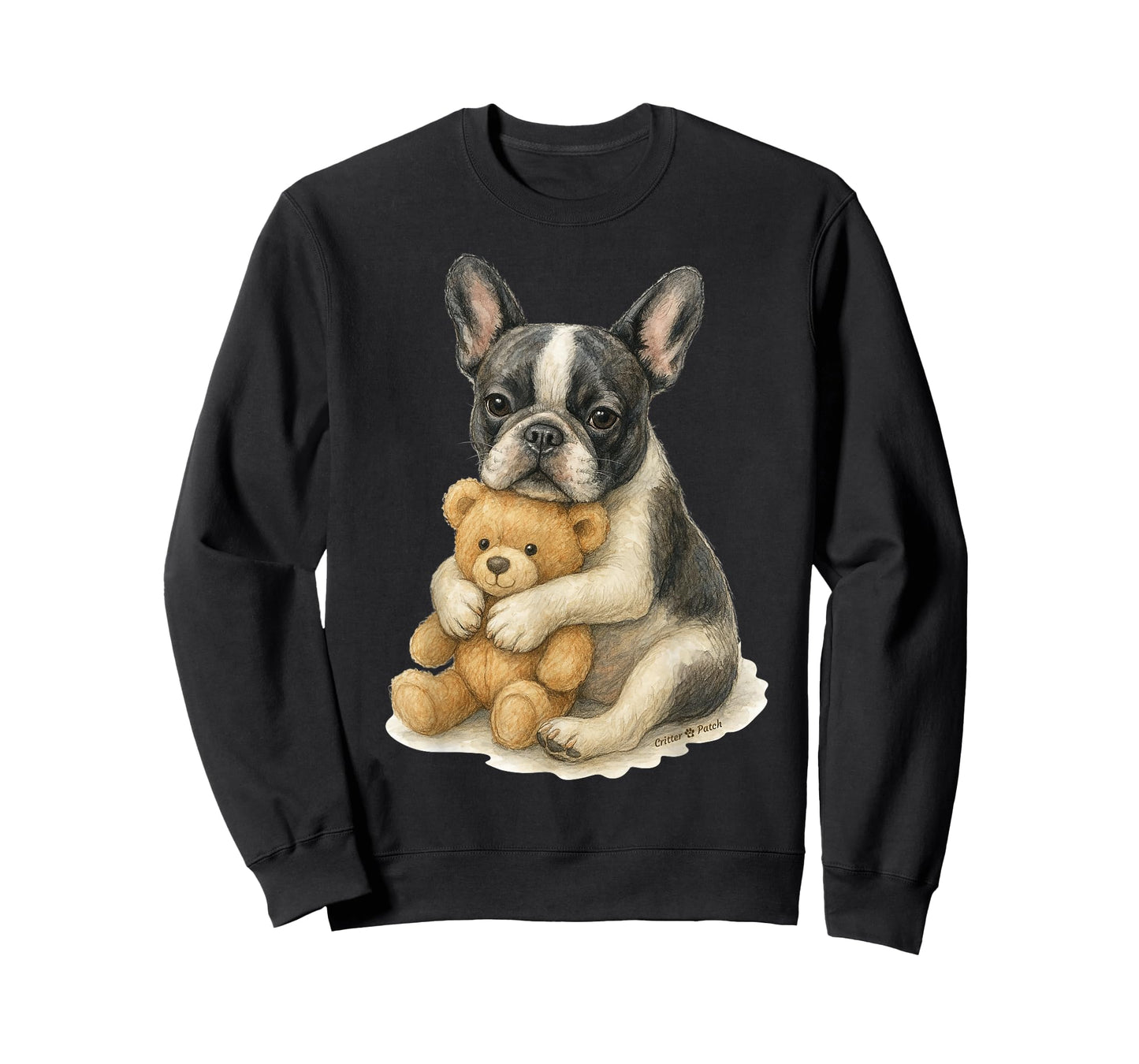 Cute French Bulldog AKA Frenchie Hugs Teddy Bear T-Shirt