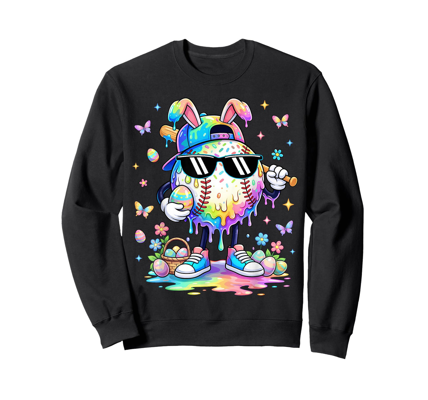 Funny Baseball Drip Dripping Bunny Happy Easter Men Boys Kid T-Shirt