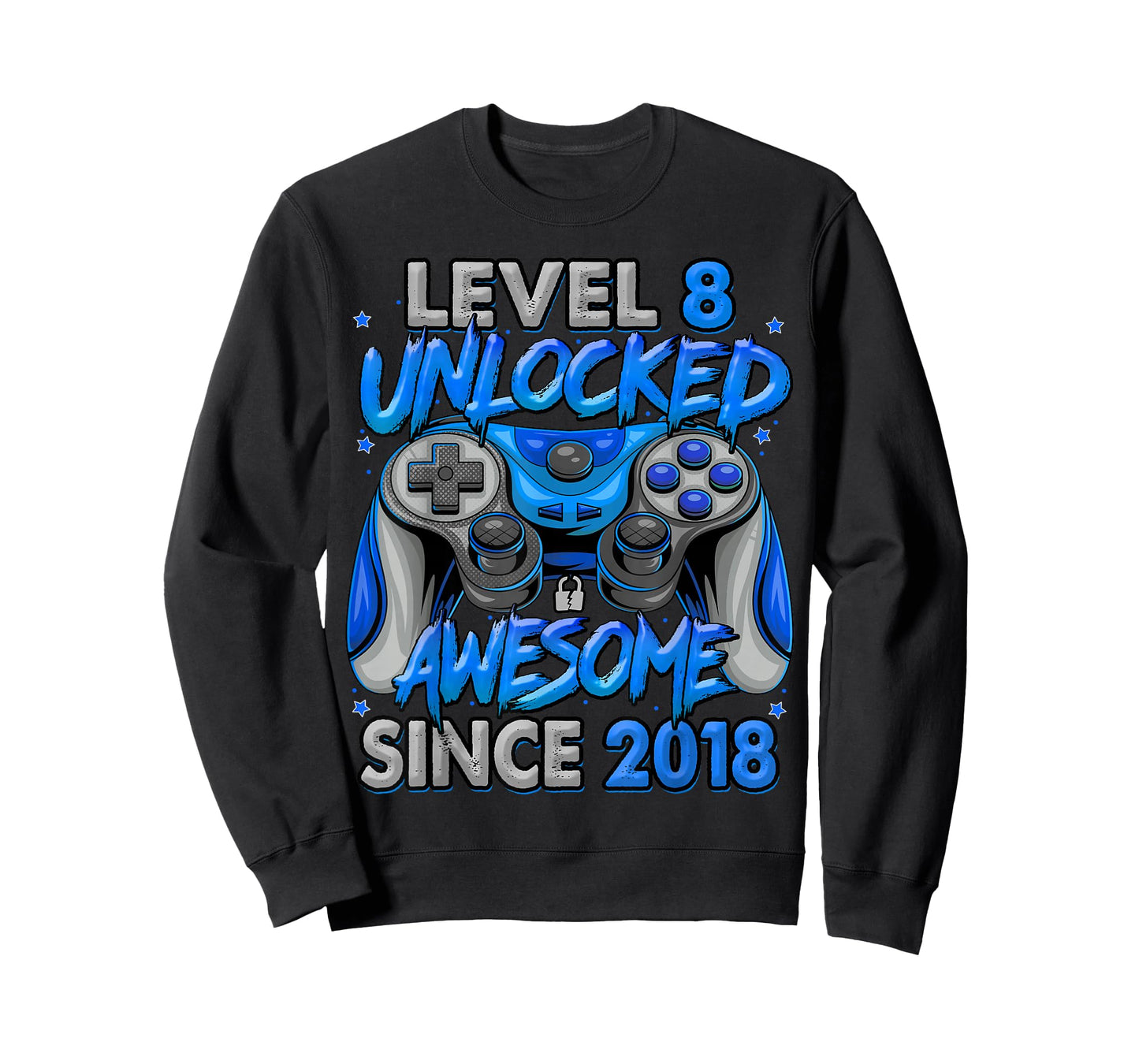 Level 8 Unlocked Awesome Since 2018 8th Birthday Gaming T-Shirt