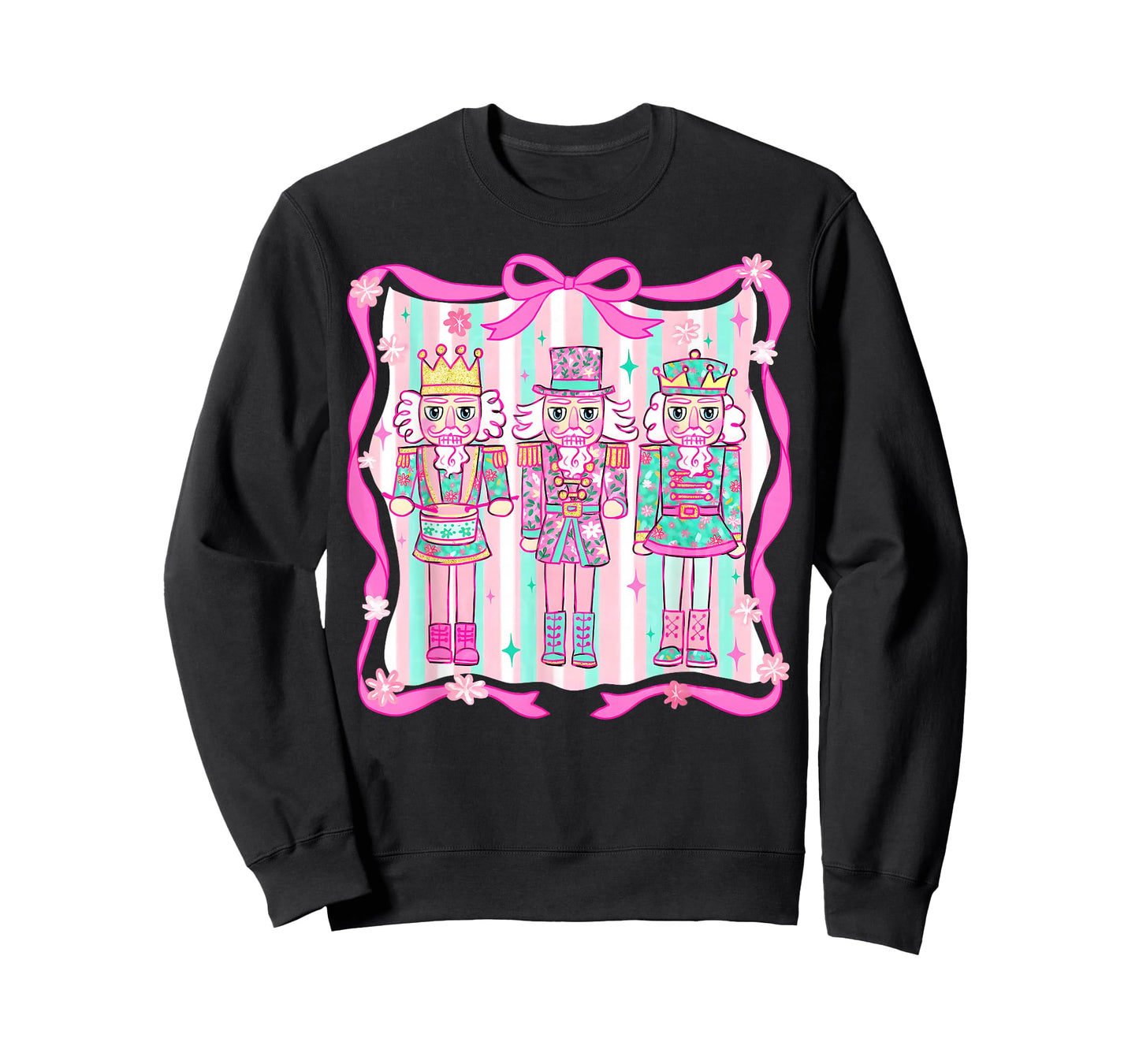 Preppy Christmas Pink Nutcrackers Coquette Bow Women Kids T-Shirt