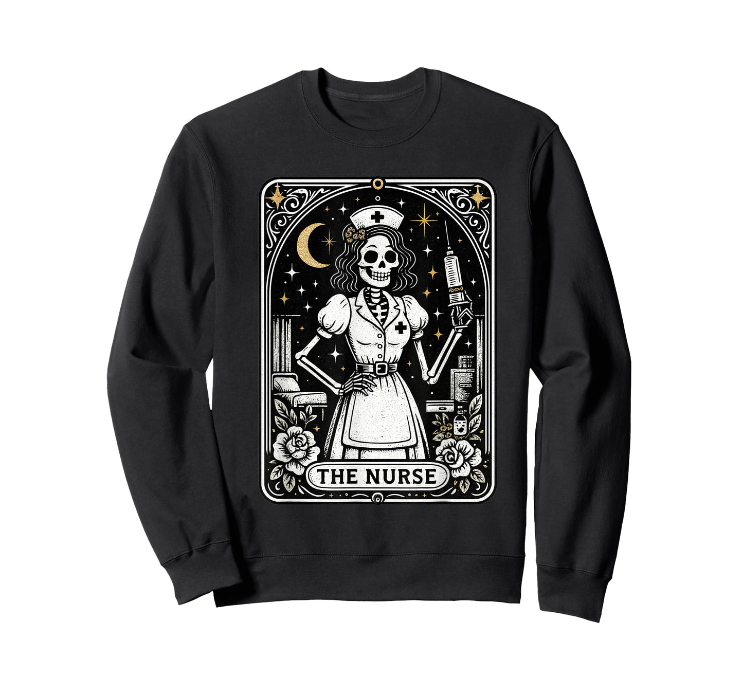 The Nurse Tarot Skeleton Night Shift RN Vintage Graphic T-Shirt