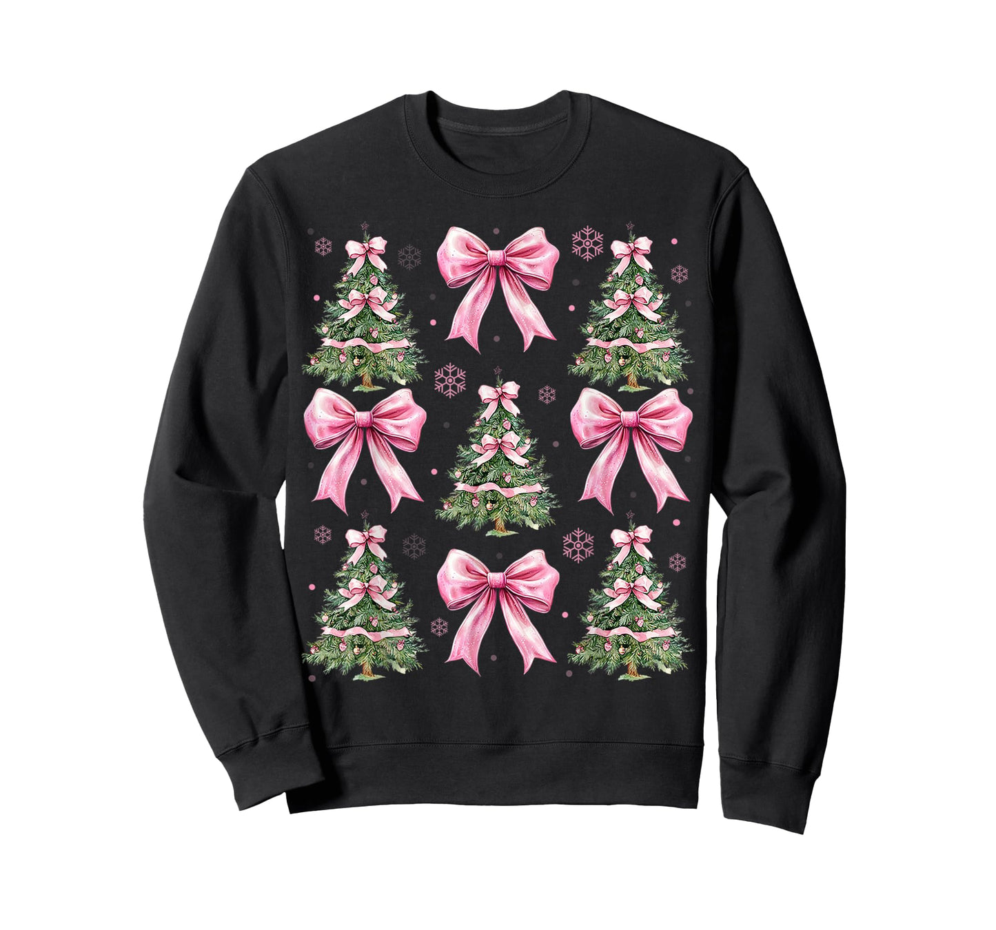Coquette Bow Pink Christmas Tree Xmas Pajamas Women Girls T-Shirt