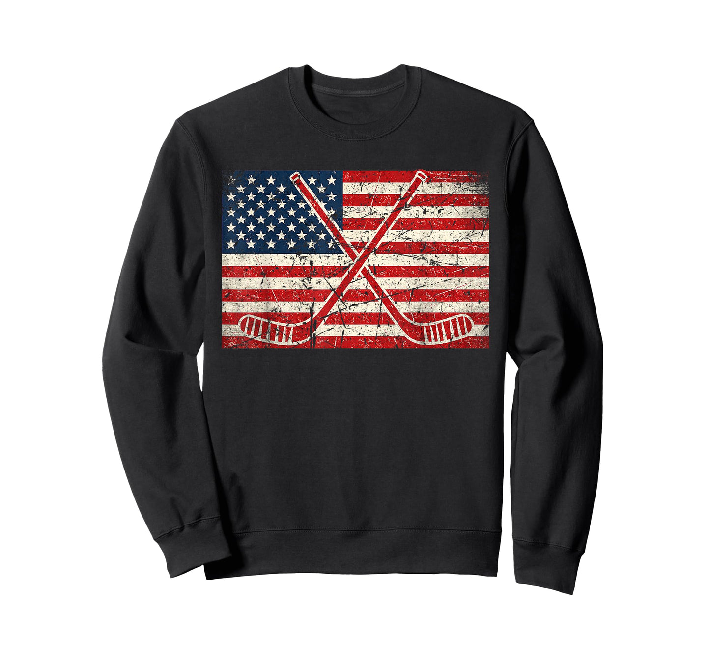 American Pride 4th of July Ice Hockey USA Flag Hockey Sticks T-Shirt
