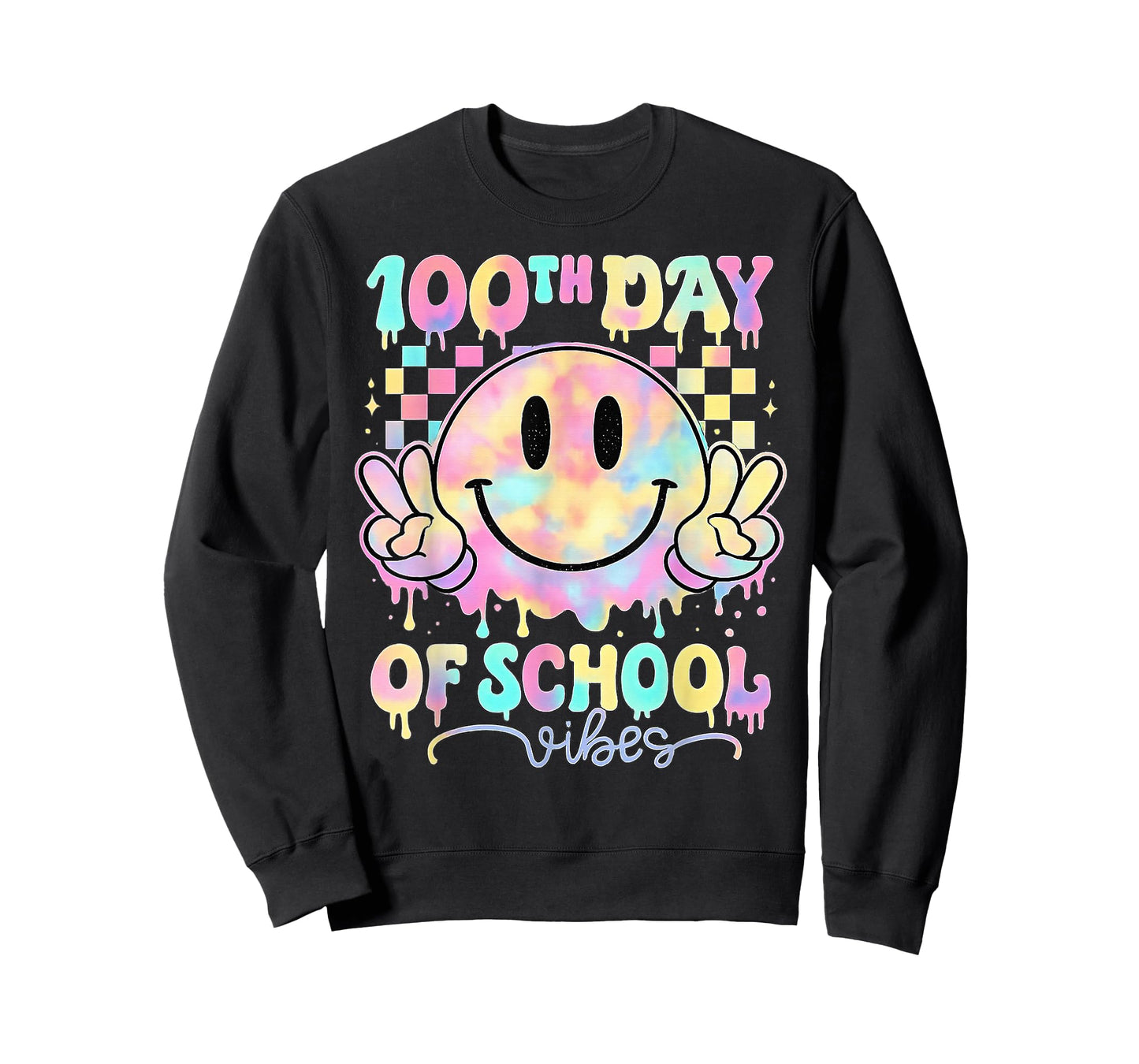 100th Day of School Vibes Drip Smile Face Gifts Kids Teacher T-Shirt