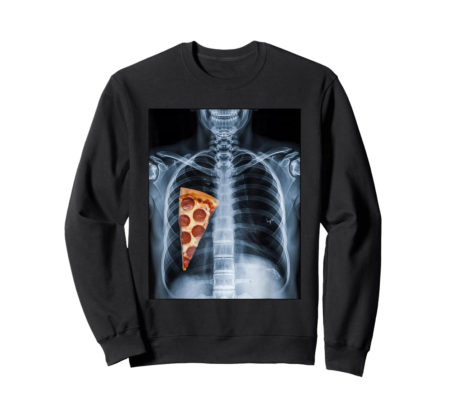 Rib Cage X-Ray Pizza Slice Funny Food Humor Anatomy T-Shirt