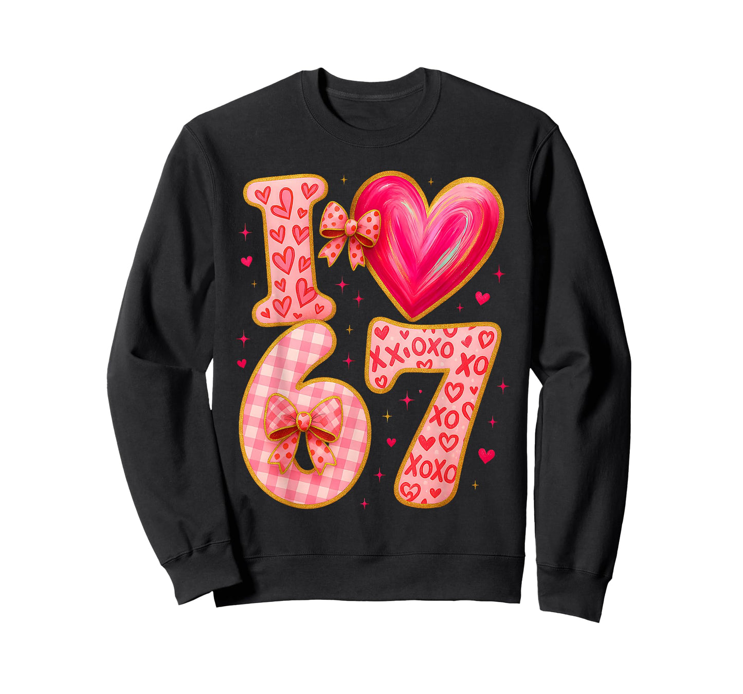 Valentines Day Love 6 7 Six Seven Meme 67 Womens Girls Kids T-Shirt