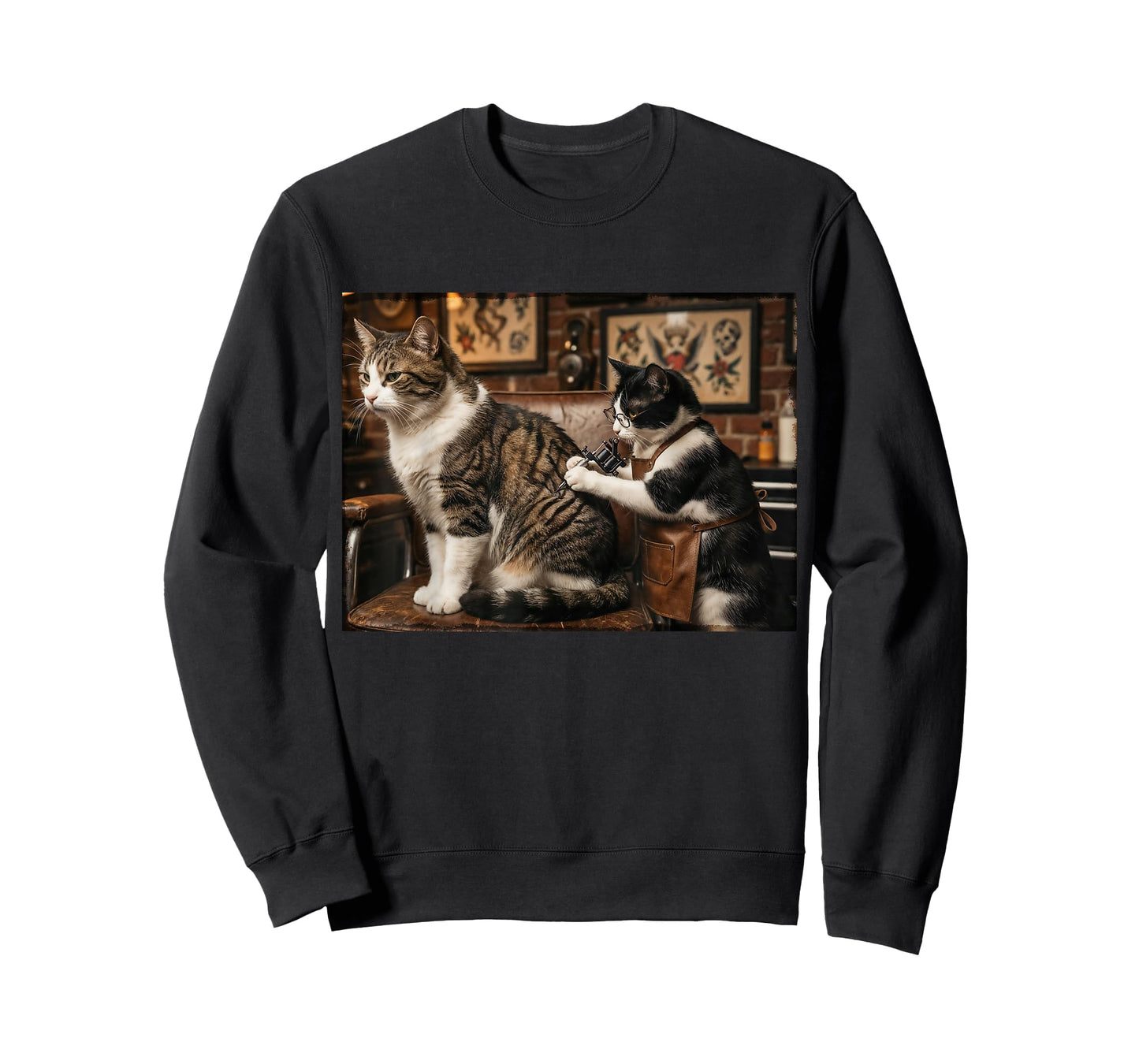 Cat Tattooing Cat Funny Meme Inked Kitty Humor Tattoo Artist T-Shirt