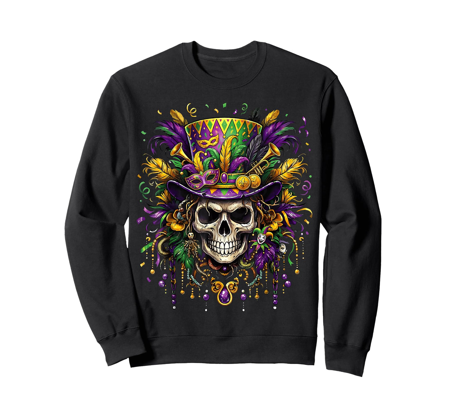 Skull Mardi Gras Men Women Kids Carnival New Orleans Parade T-Shirt