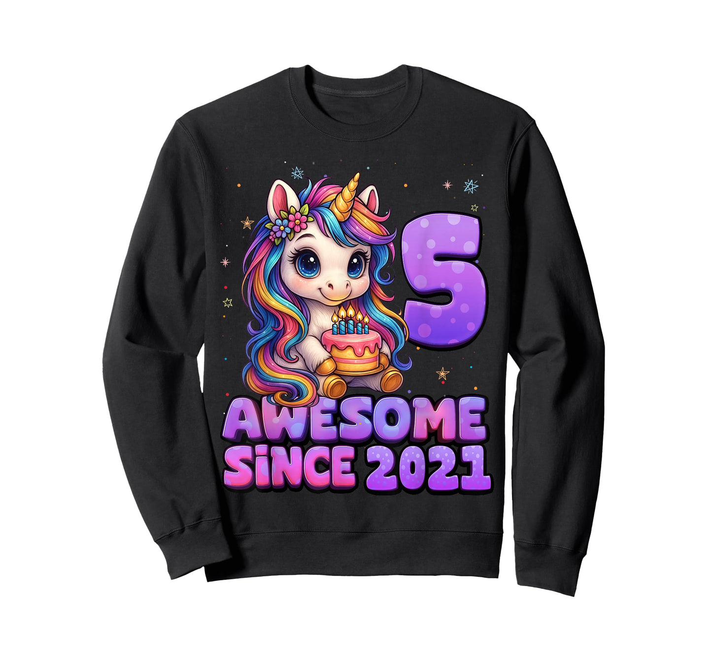 5 Year Old Girl Awesome Since 2021 Unicorn 5th Birthday Girl T-Shirt