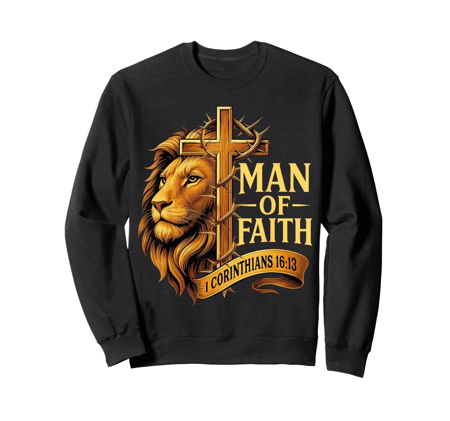 Man of Faith Lion Cross Christian Bible Verse T-Shirt