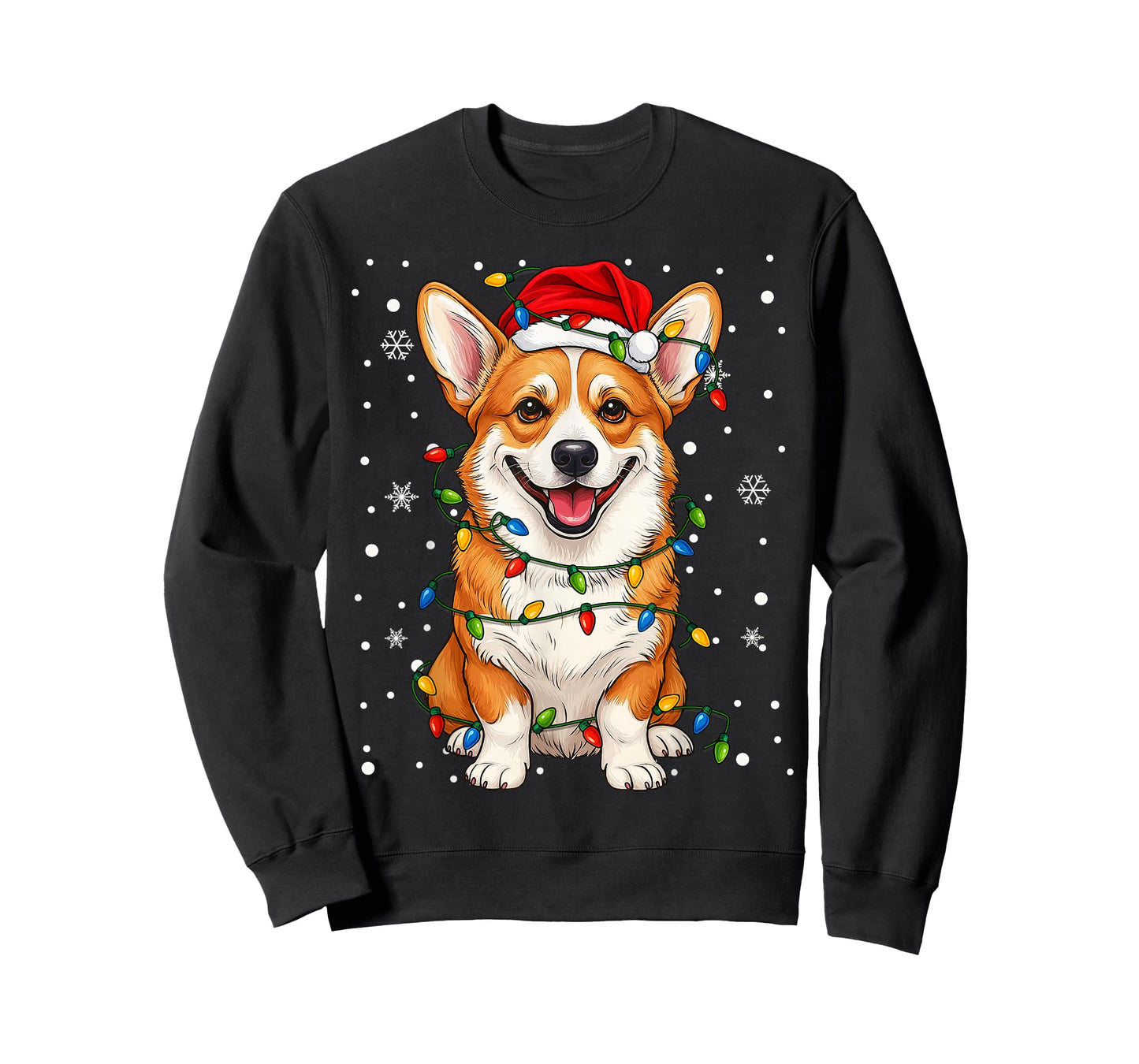 Corgi Santa Christmas Tree Lights Xmas Pajama Men Women Kids T-Shirt