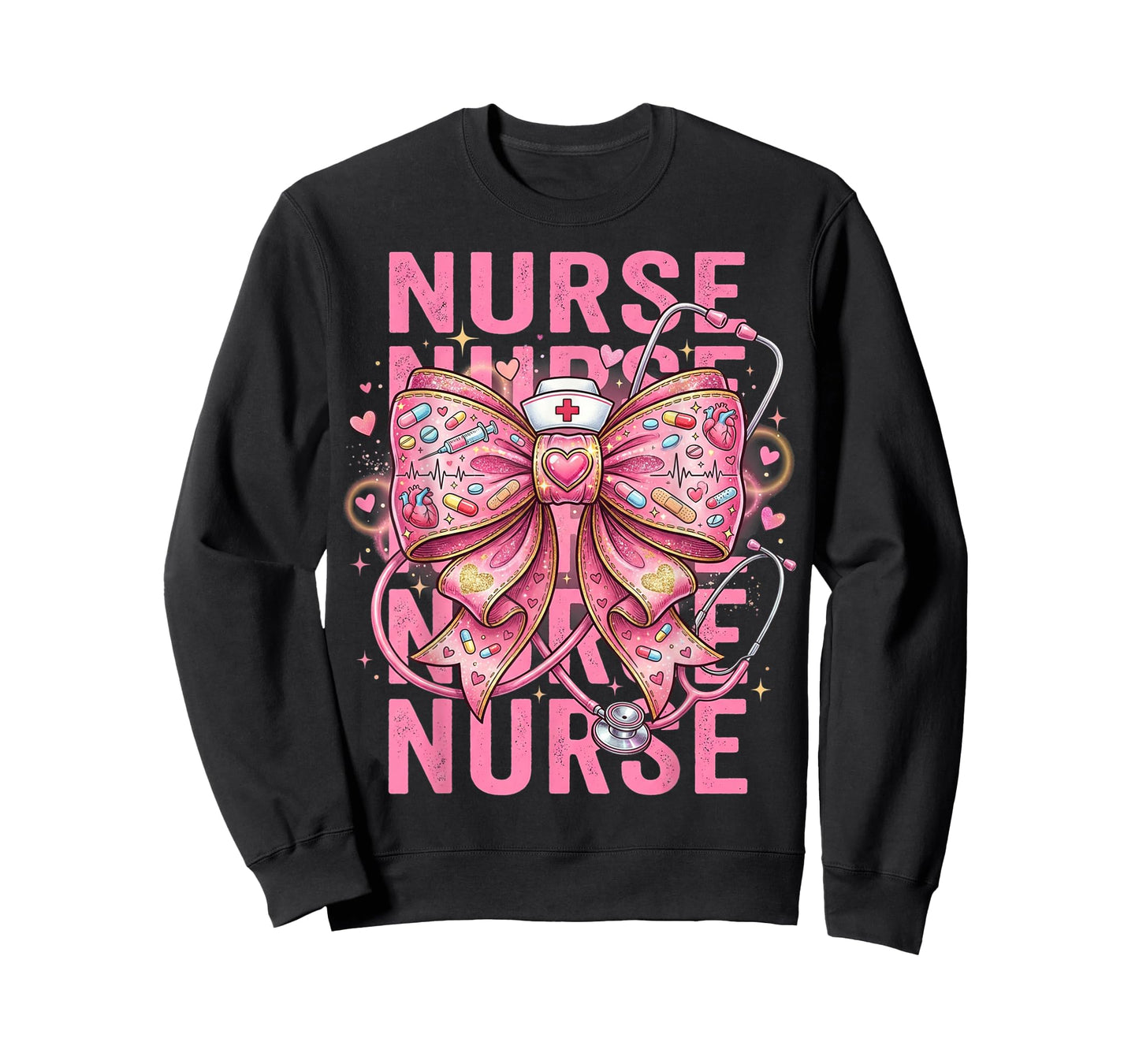 Pink Healthcare ER RN CNA ICU Valentine Nurse Heart Nurses T-Shirt