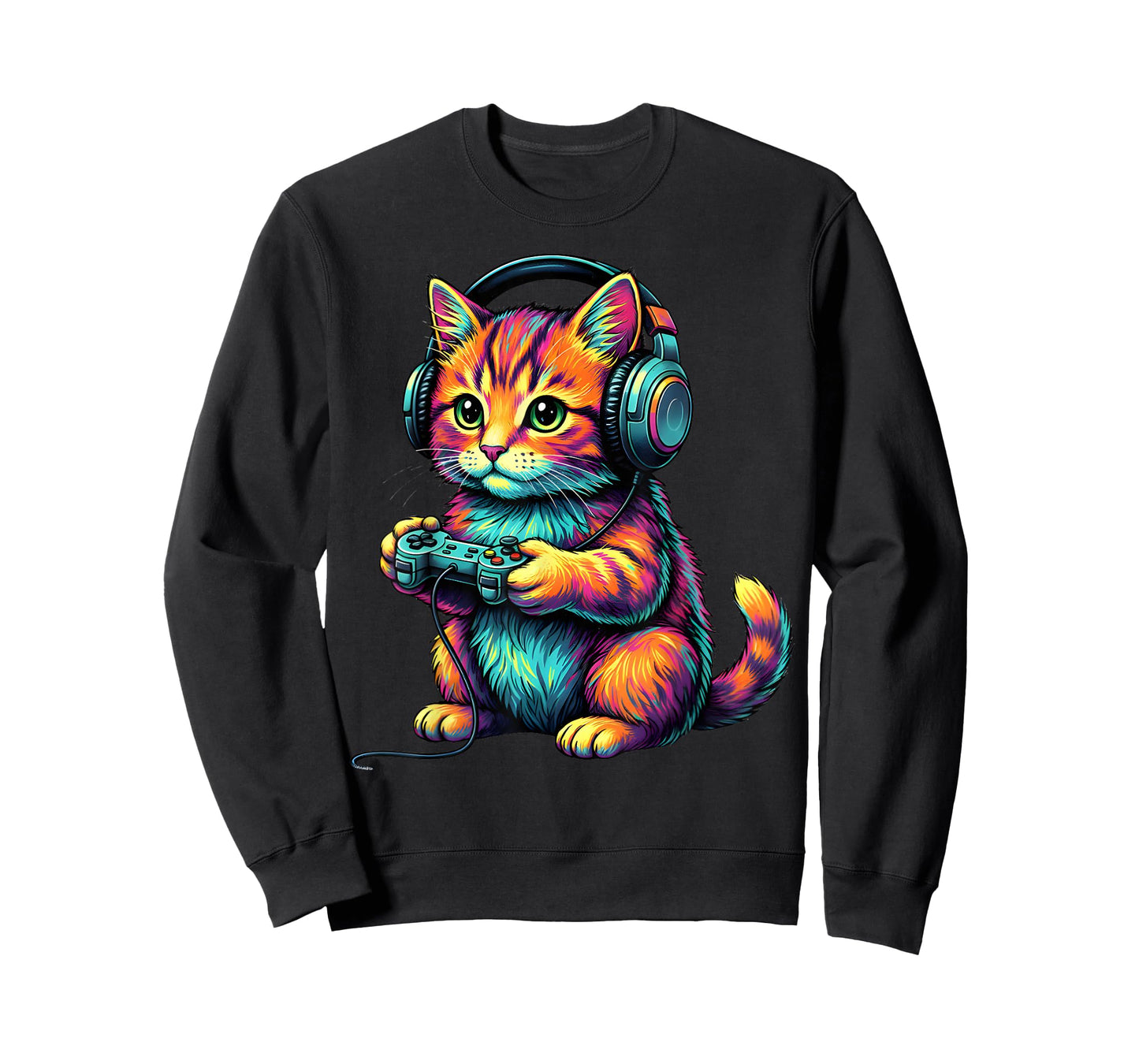 Funny Kitten Cat Playing Video Games Vintage Cat Gaming T-Shirt