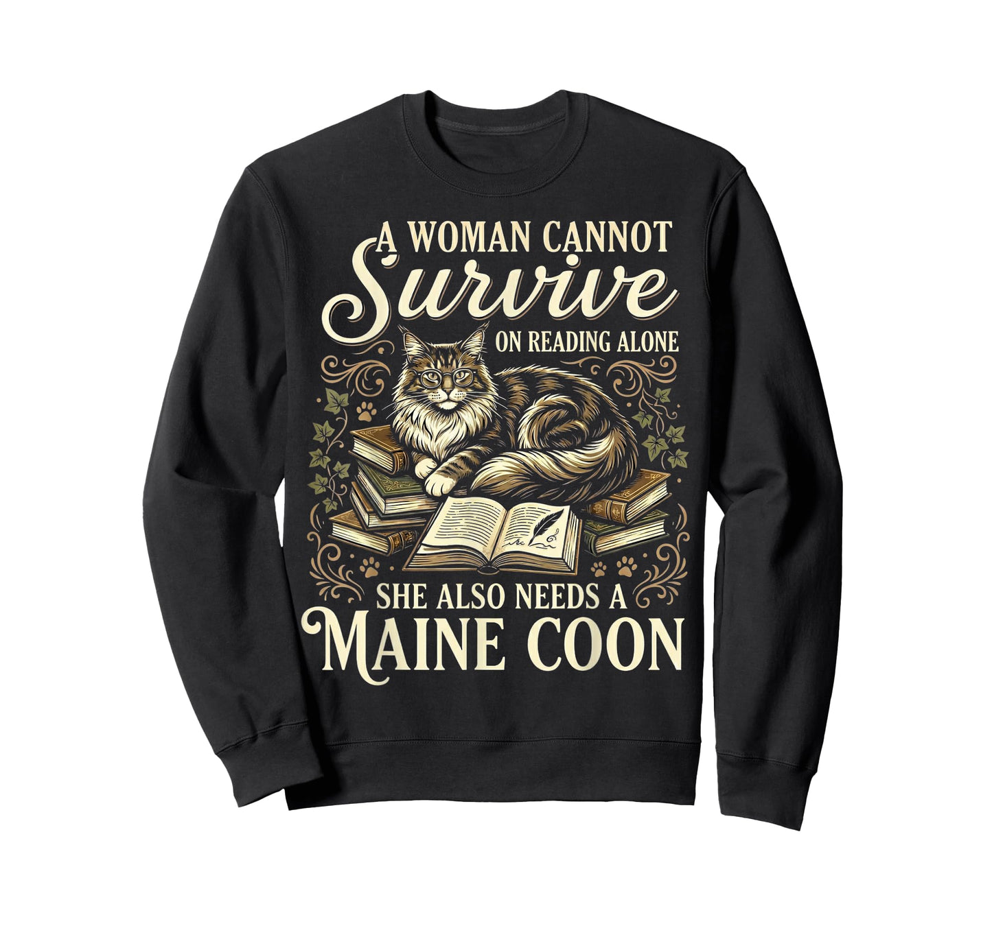 Funny Maine Coon Mom Book Lover Reading Cat Bookworm T-Shirt