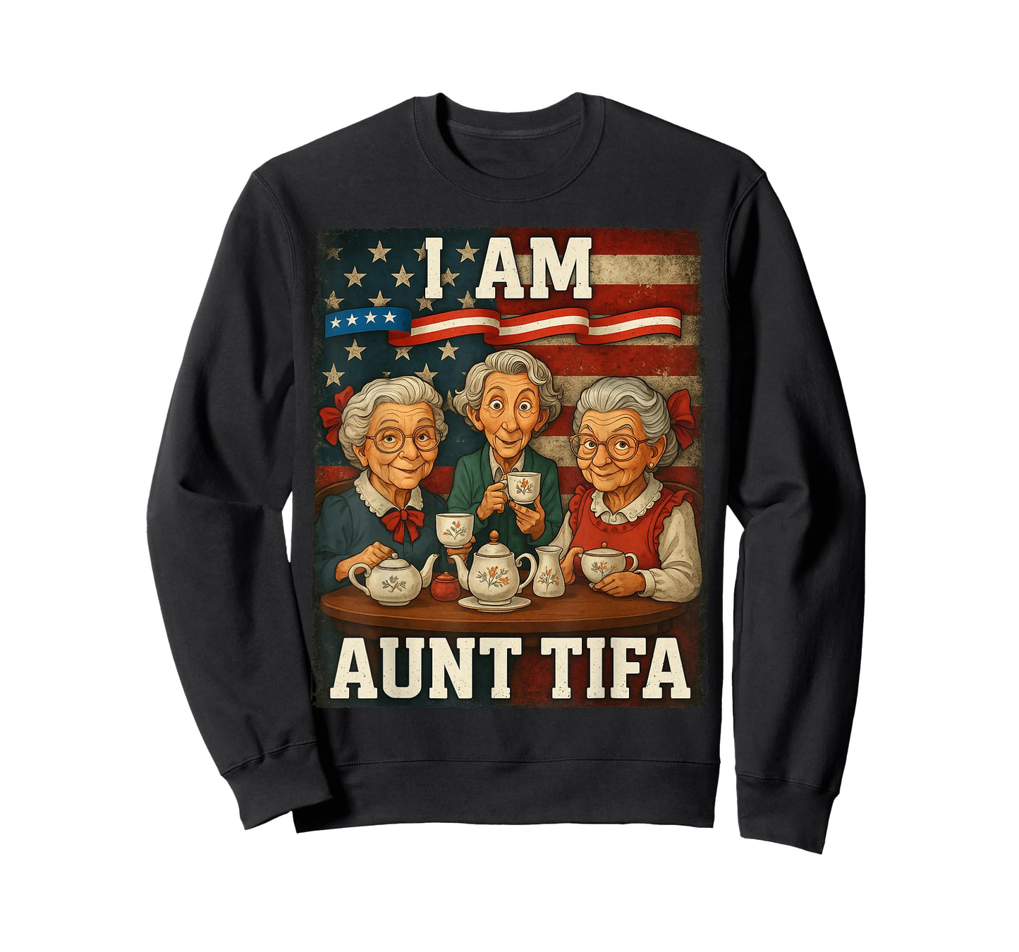 HUGvyn Aunt Tifa American Flag Funny I Am Aunt Tifa American T-Shirt
