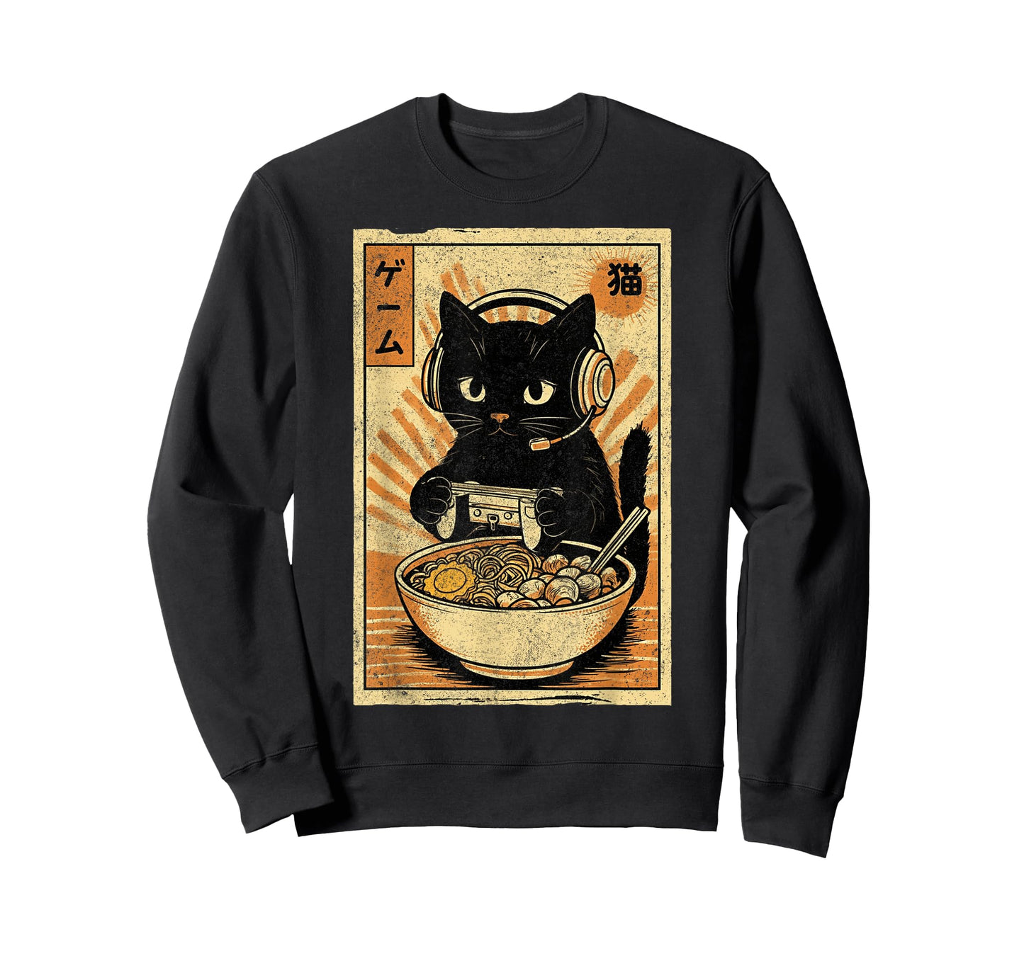 Cute Kawaii Gamer Cat Funny Ramen Retro Japanese Cat Gaming T-Shirt