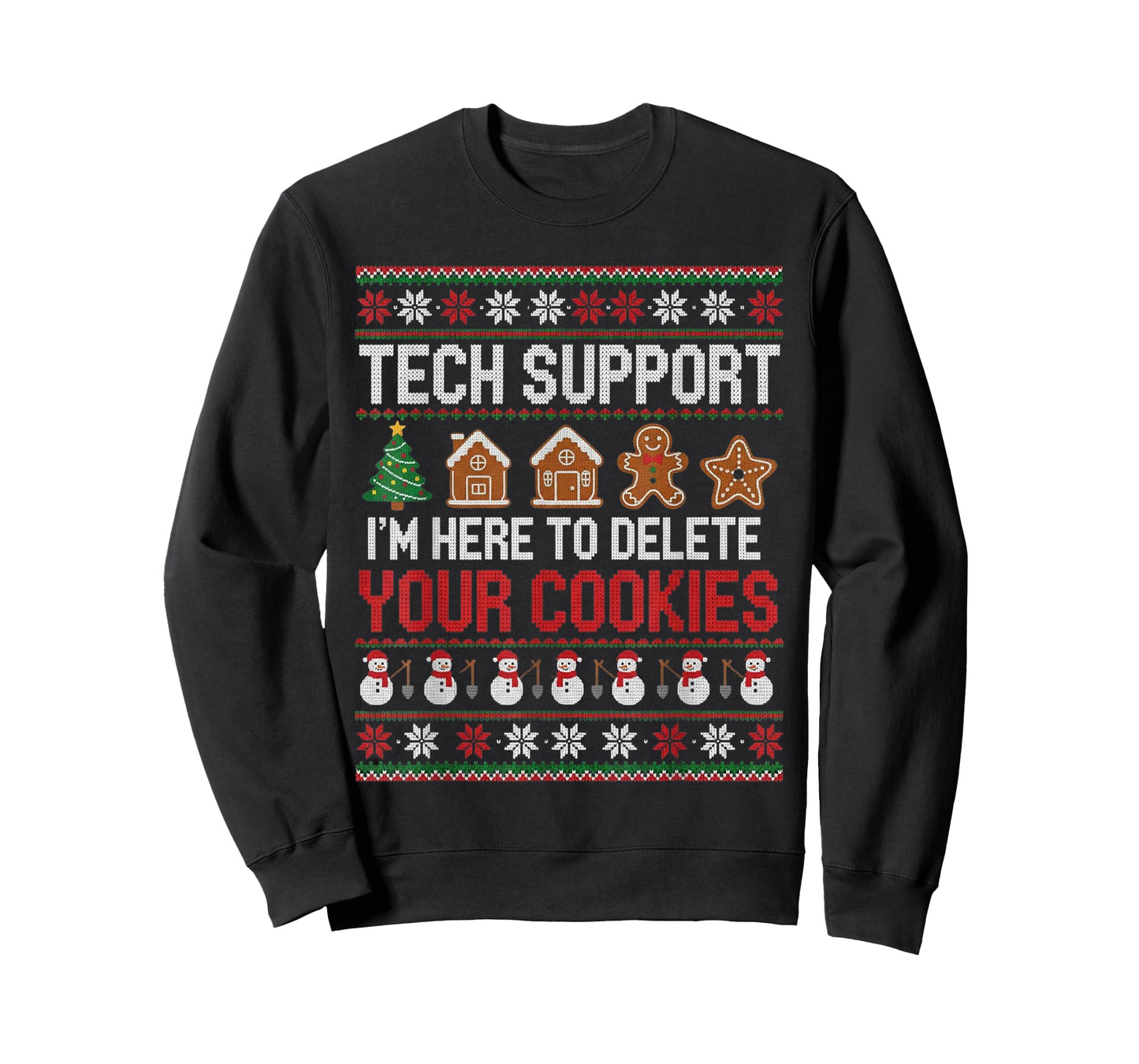 Funny Christmas Tech Support Here to Delete Cookies Xmas T-Shirt