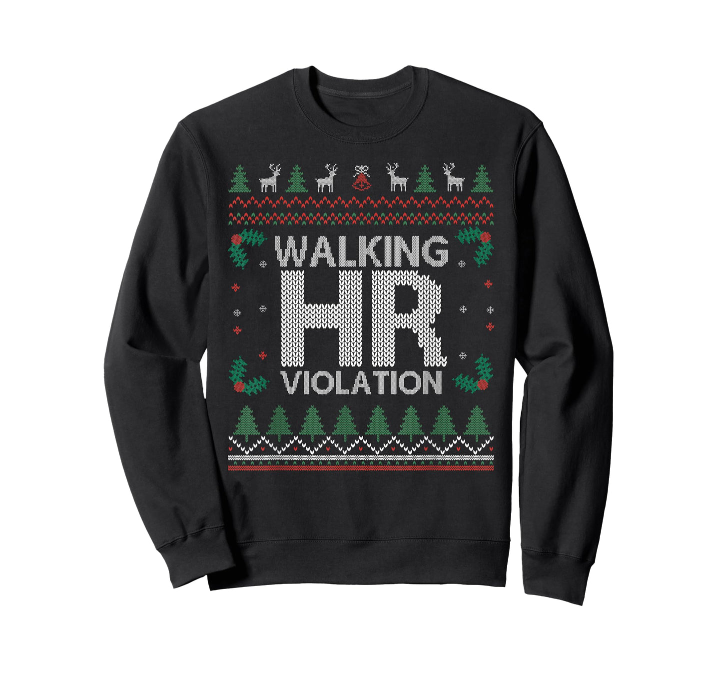 Office Ugly Christmas Funny Walking HR Violation Work Party T-Shirt
