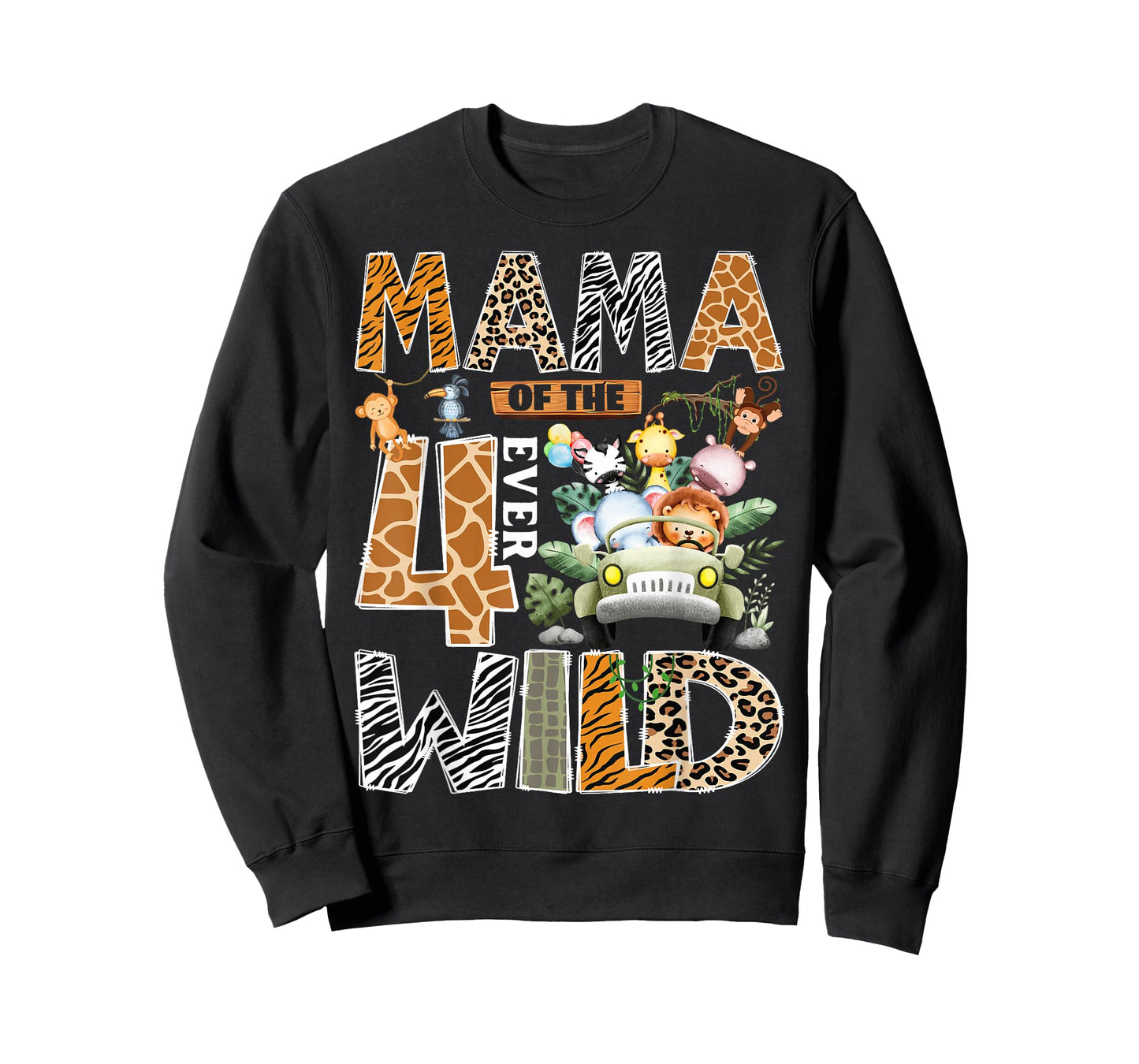 Mama of The Four Ever Wild Safari Jungle 4th Birthday Boy T-Shirt